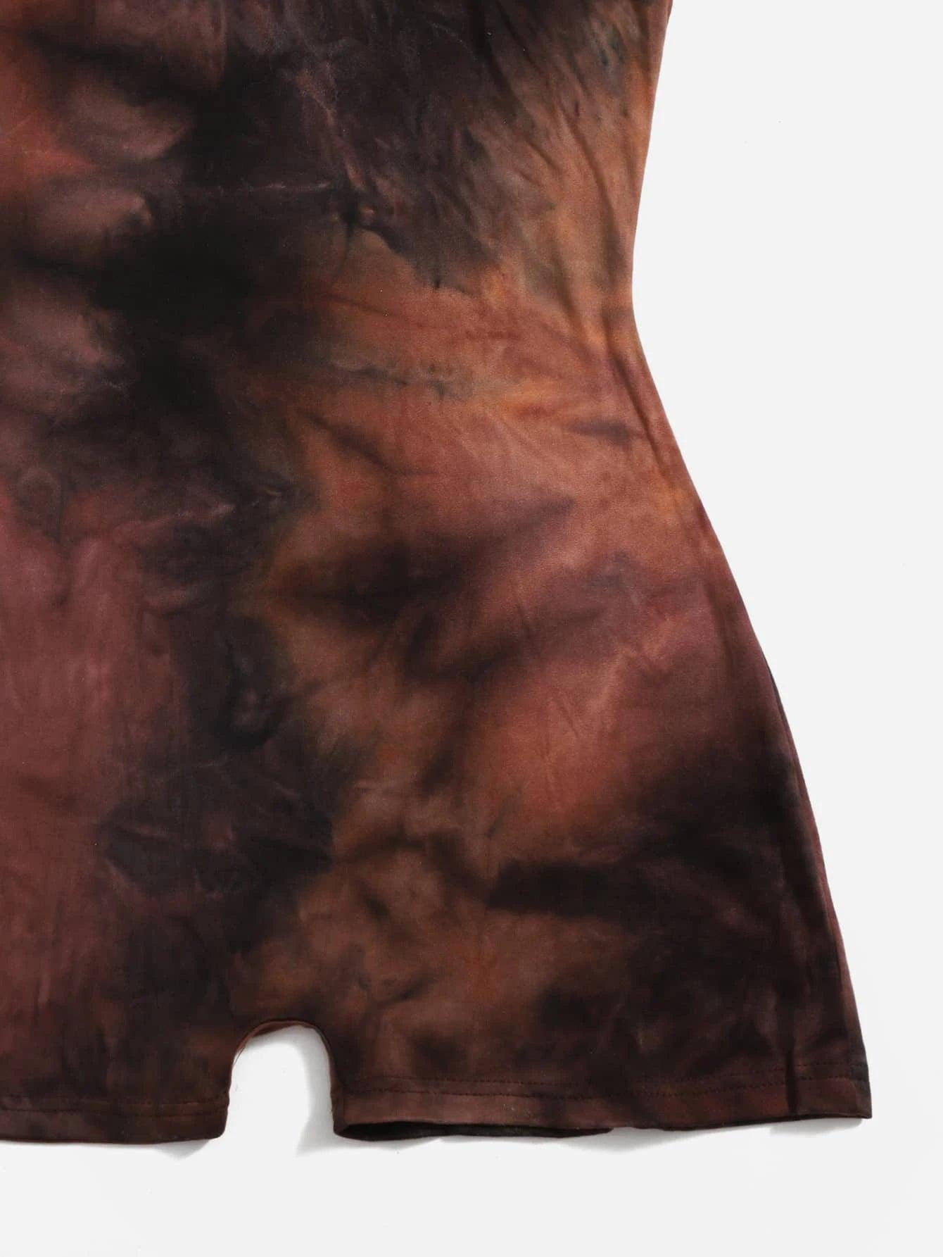 Tie Dye Knot Backless Unitard-Comfy Jumpsuits