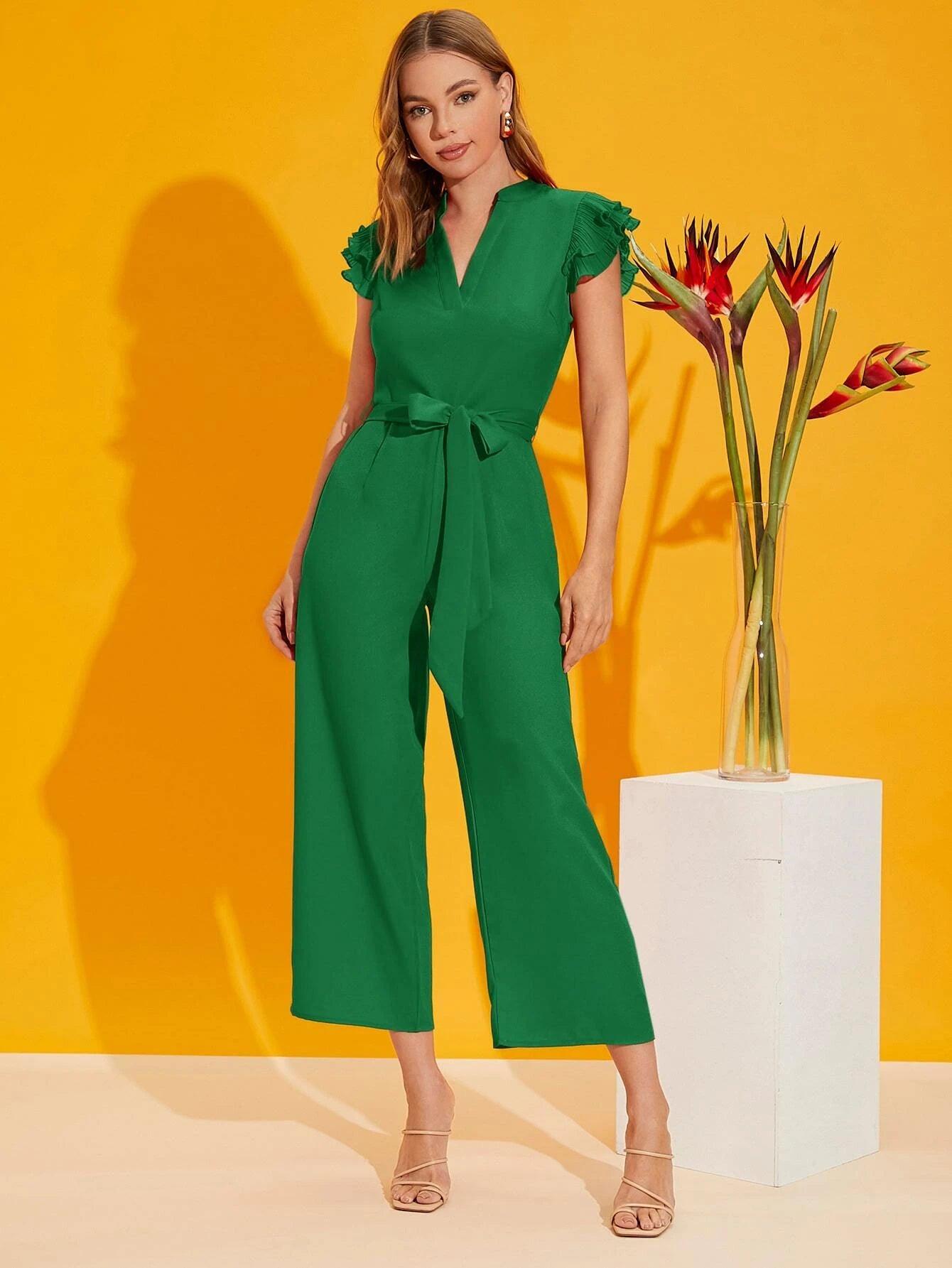 Butterfly Sleeved Jumpsuit-Comfy Jumpsuits