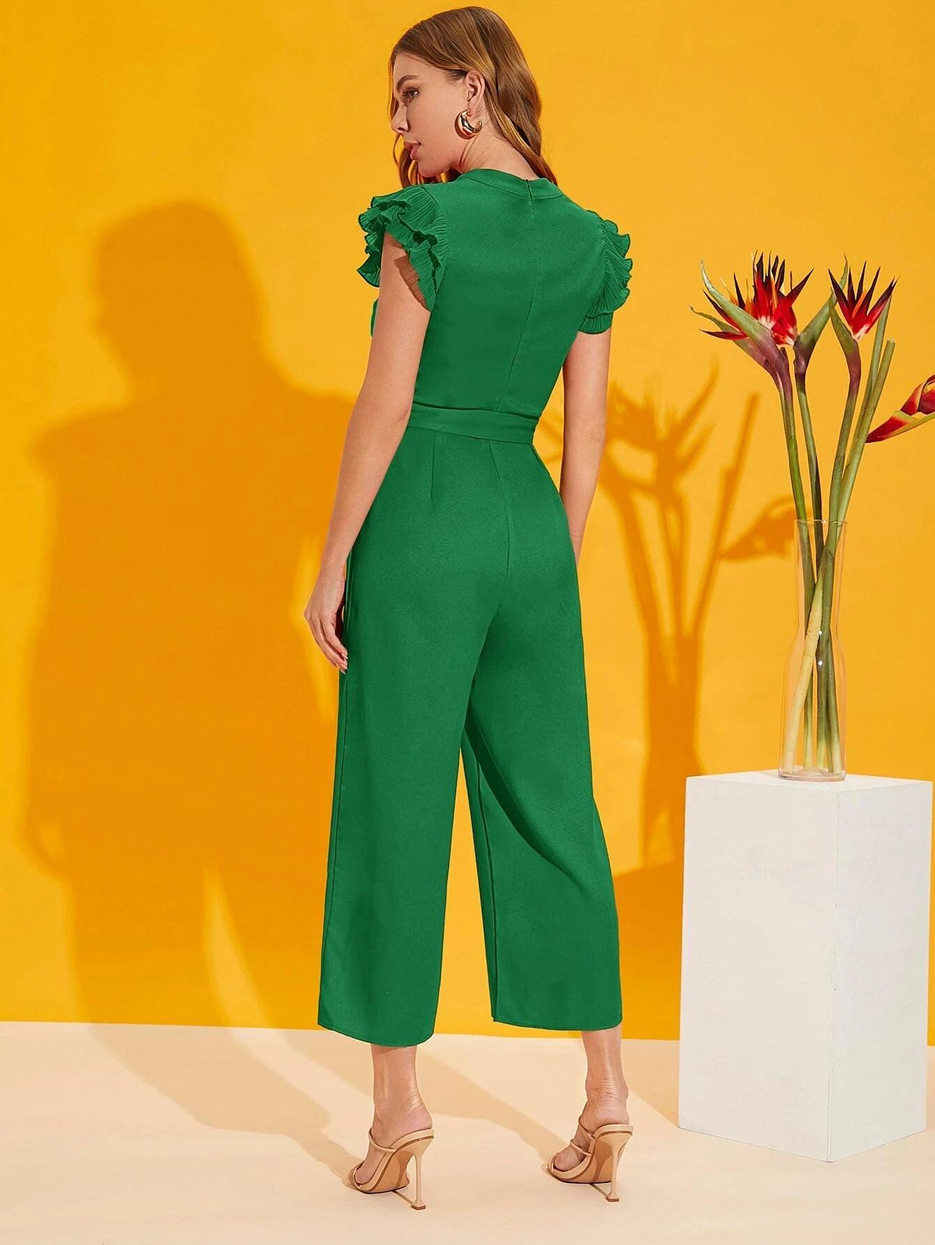 Butterfly Sleeved Jumpsuit-Comfy Jumpsuits