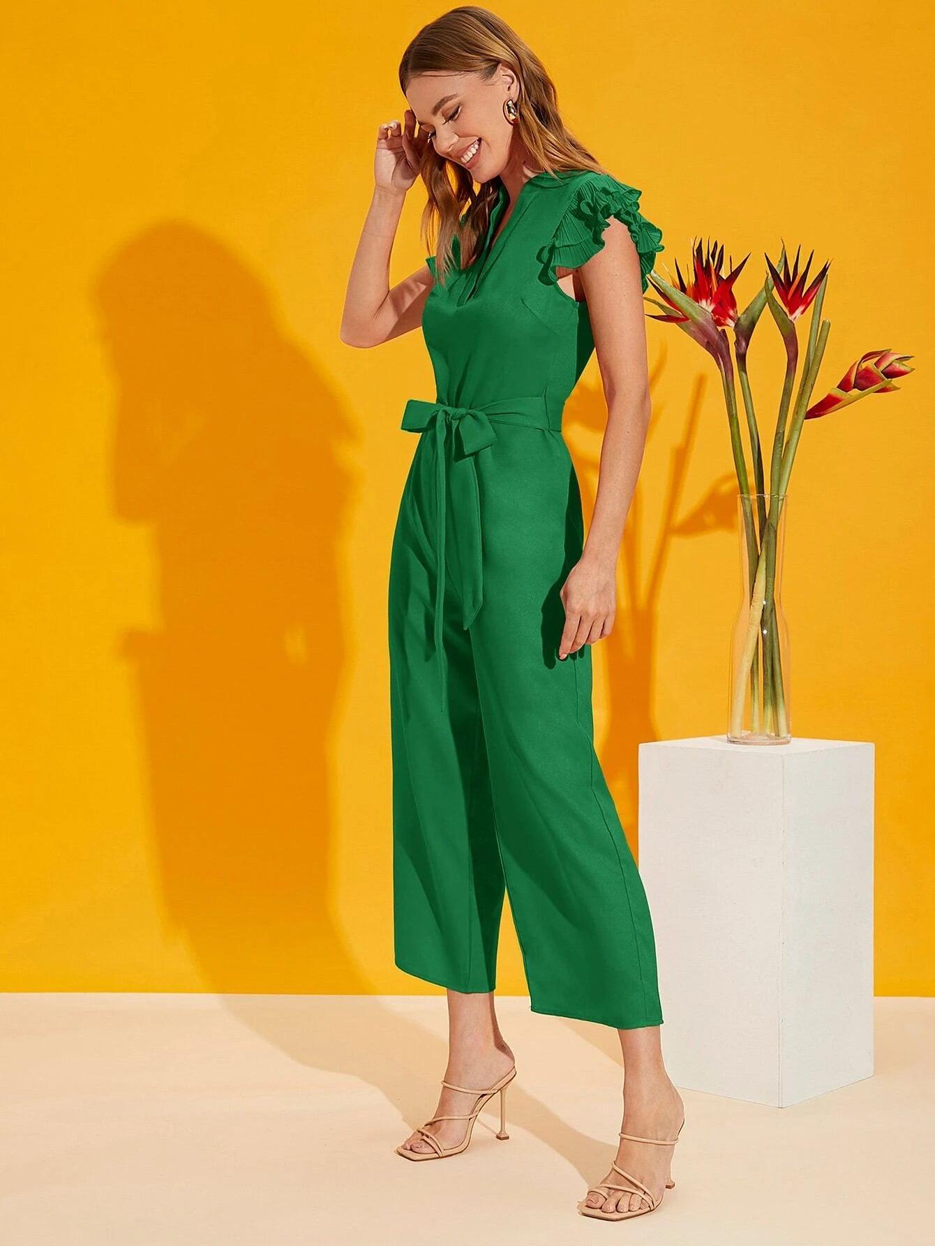 Butterfly Sleeved Jumpsuit-Comfy Jumpsuits