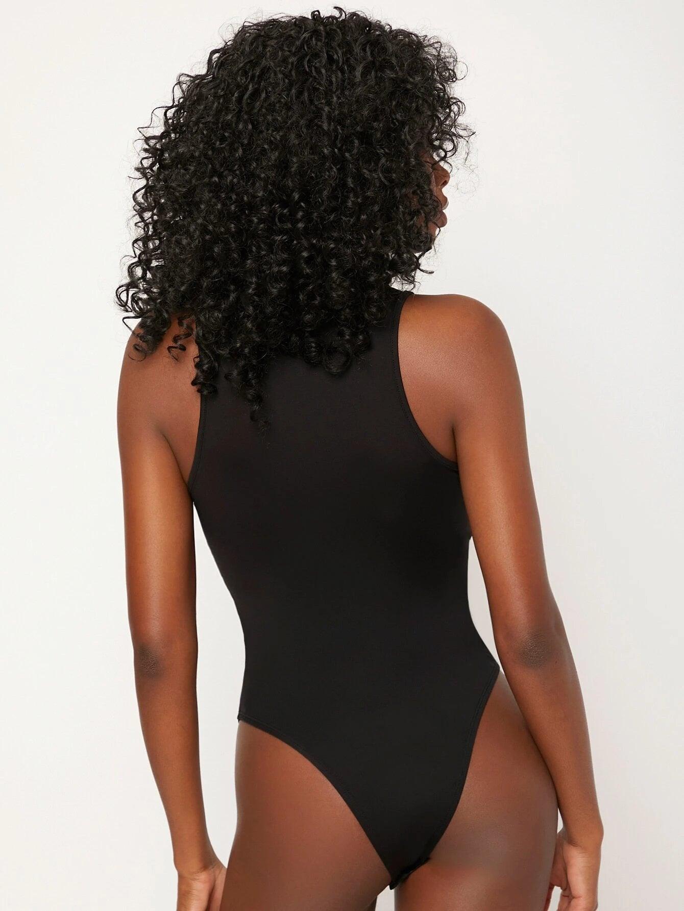 Plunging Neck Slim Fit Bodysuit-Comfy Jumpsuits