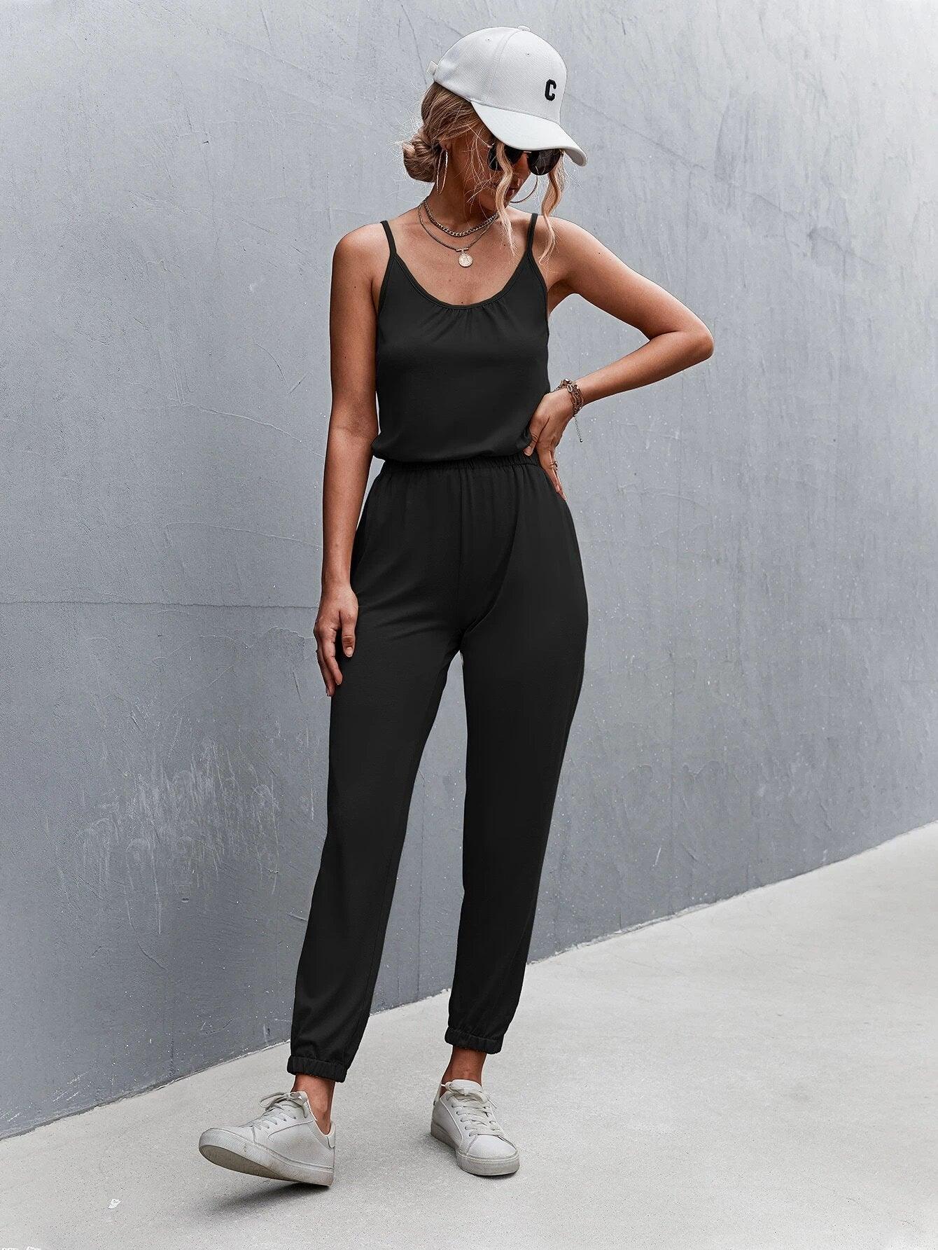 Adjustable Strap Cami Jumpsuit-Comfy Jumpsuits