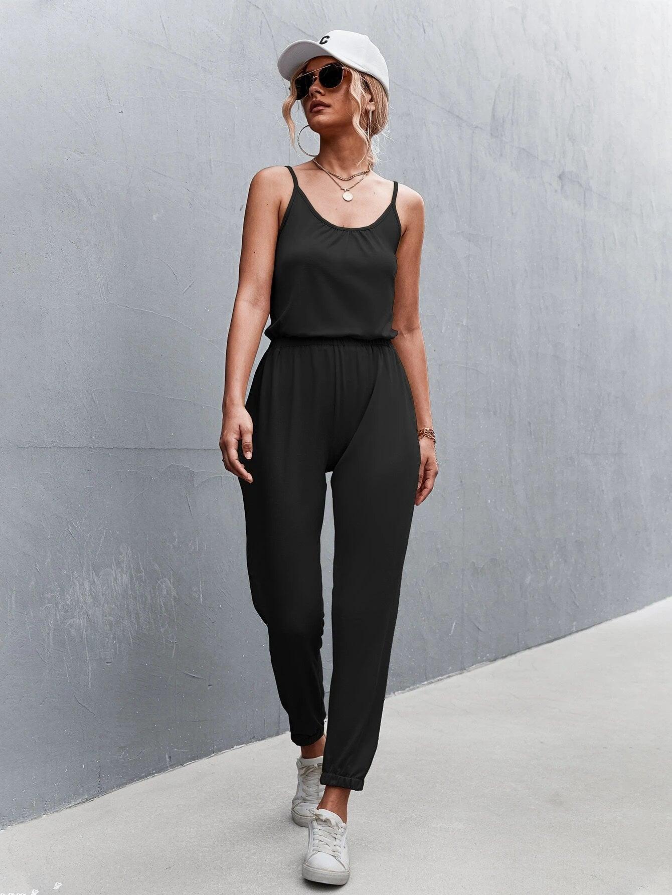 Adjustable Strap Cami Jumpsuit-Comfy Jumpsuits