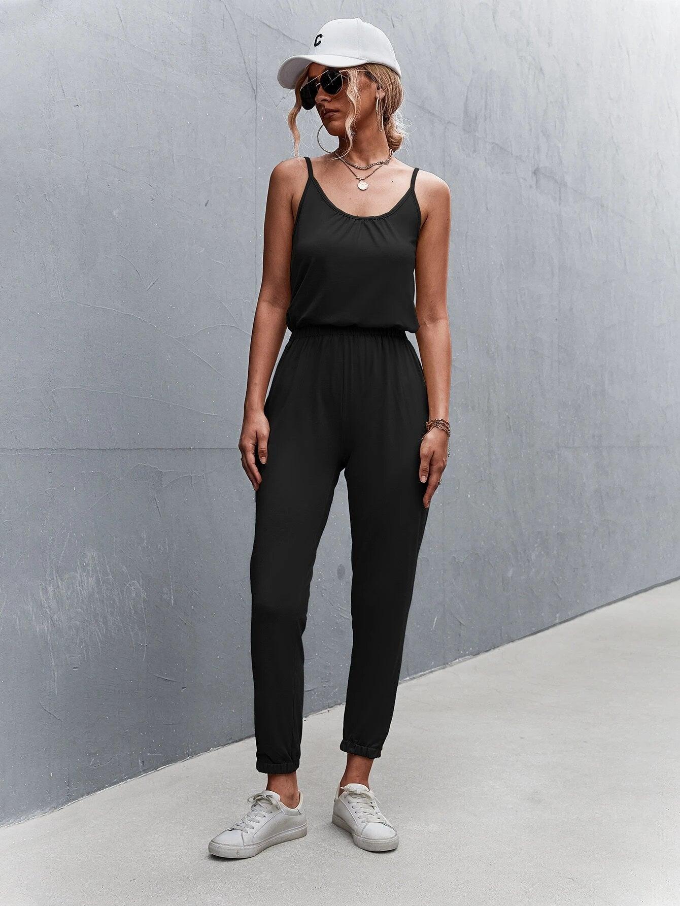 Adjustable Strap Cami Jumpsuit-Comfy Jumpsuits