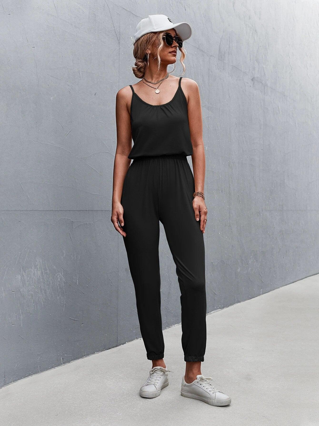 Adjustable Strap Cami Jumpsuit-Comfy Jumpsuits