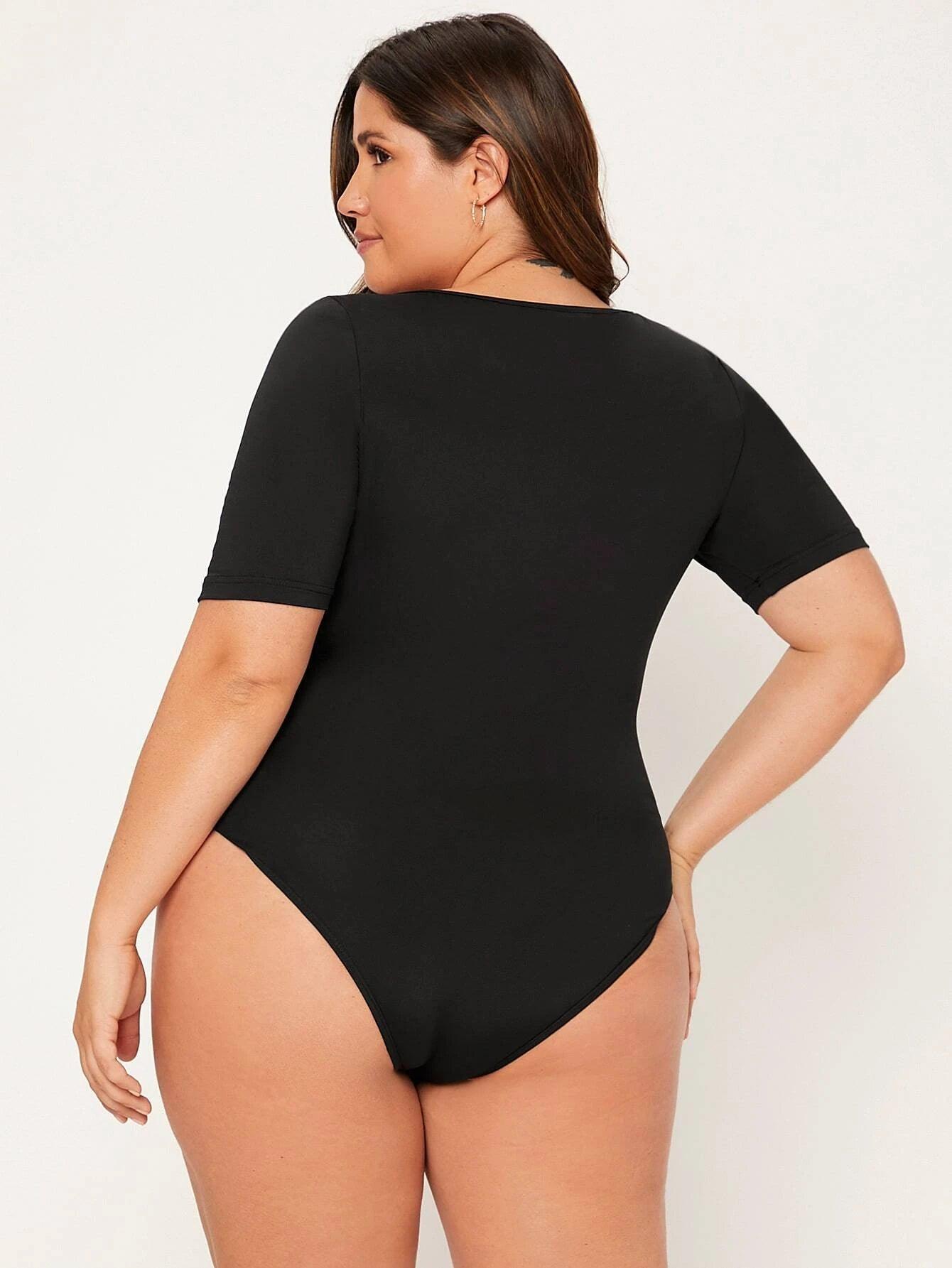 Plus Scoop Neck Bodysuit-Comfy Jumpsuits