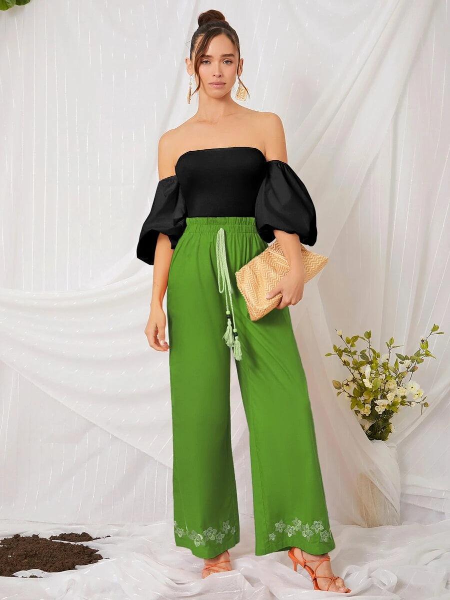 Off Shoulder Puff Sleeve Tied Backless Bodysuit-Comfy Jumpsuits