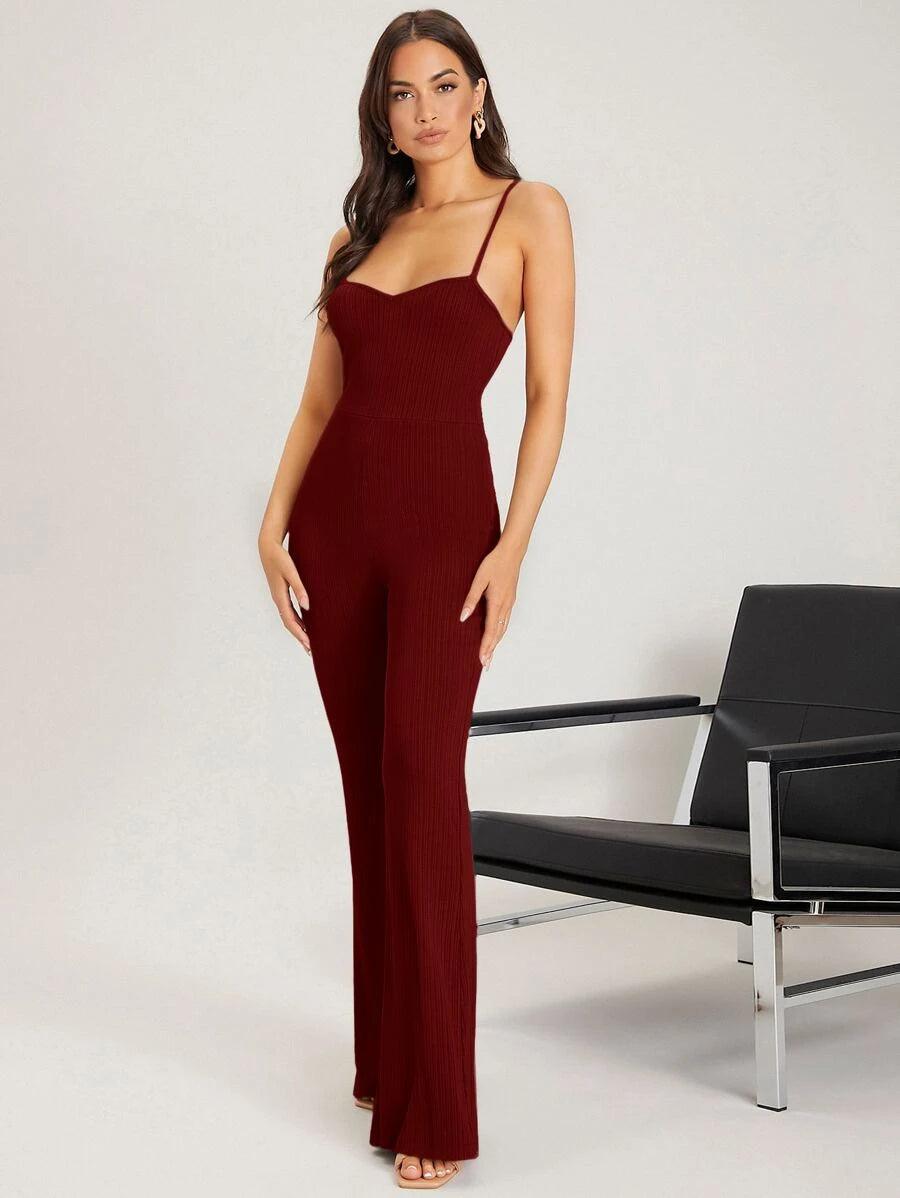 Solid Open Back Cami Jumpsuit-Comfy Jumpsuits