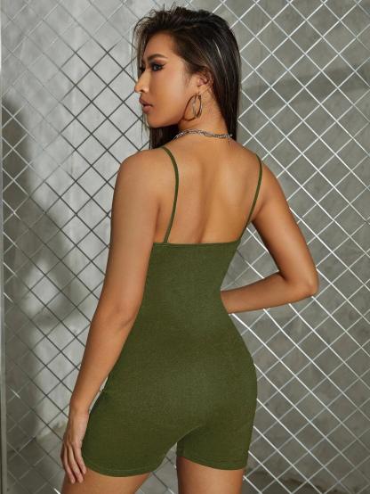 Letter Graphic Cami Unitard Romper-Comfy Jumpsuits