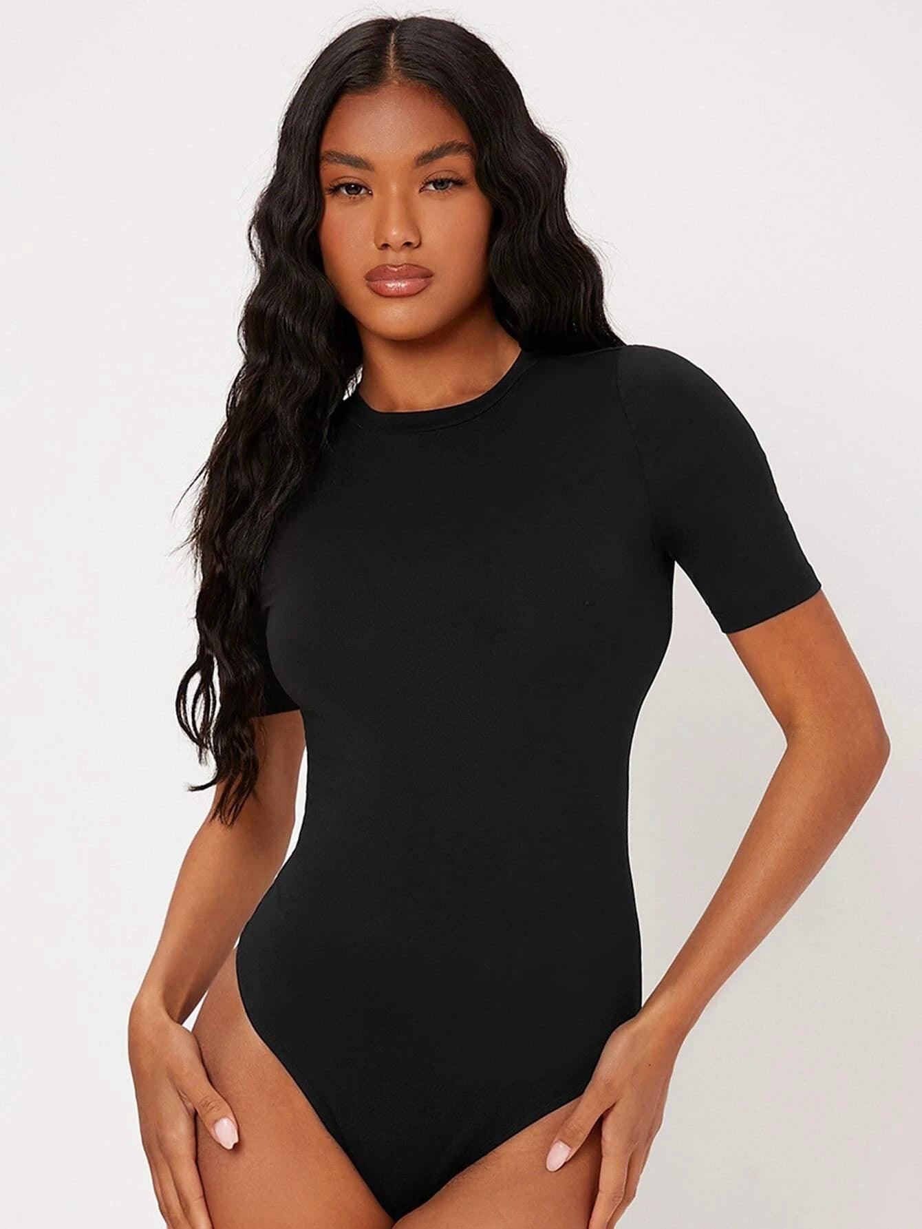 Round Neck Bodysuit-Comfy Jumpsuits