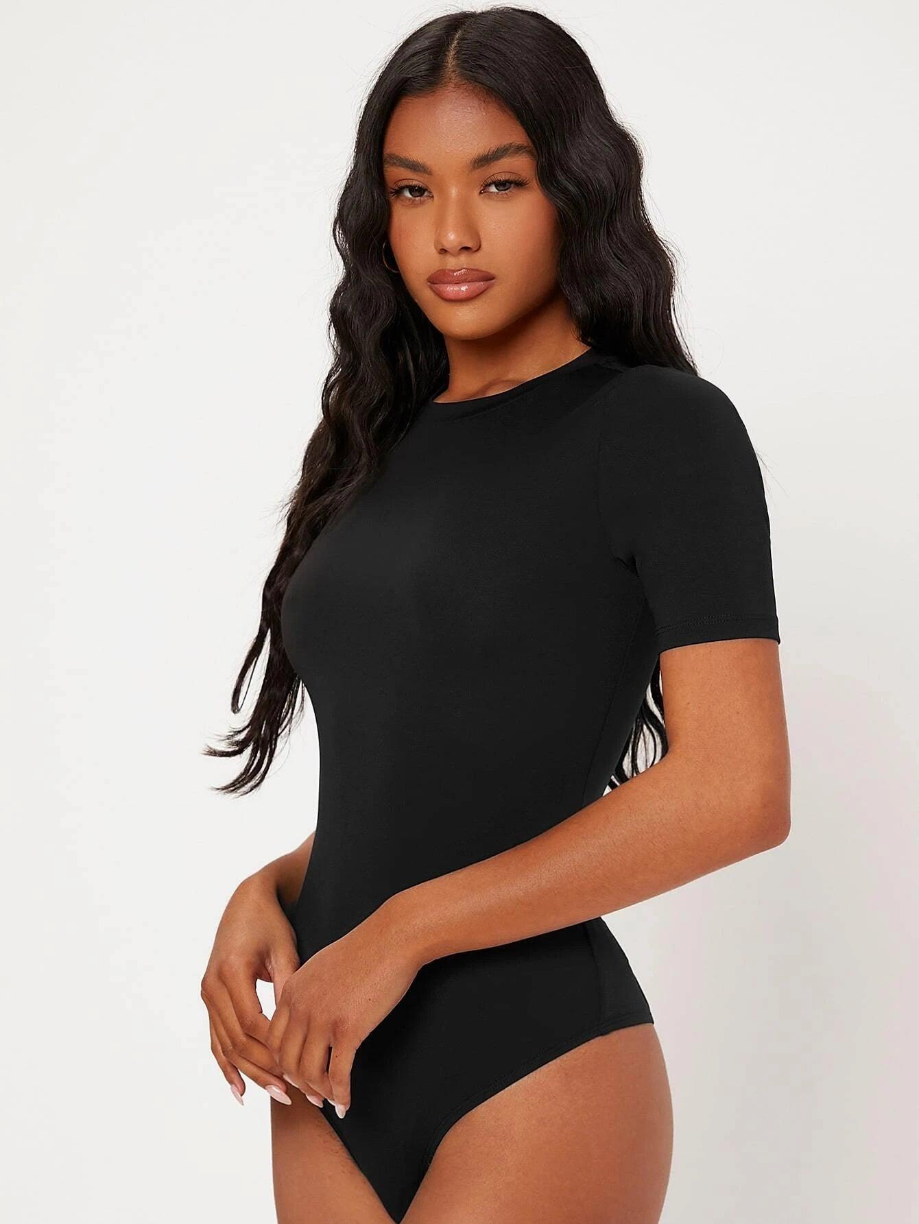 Round Neck Bodysuit-Comfy Jumpsuits