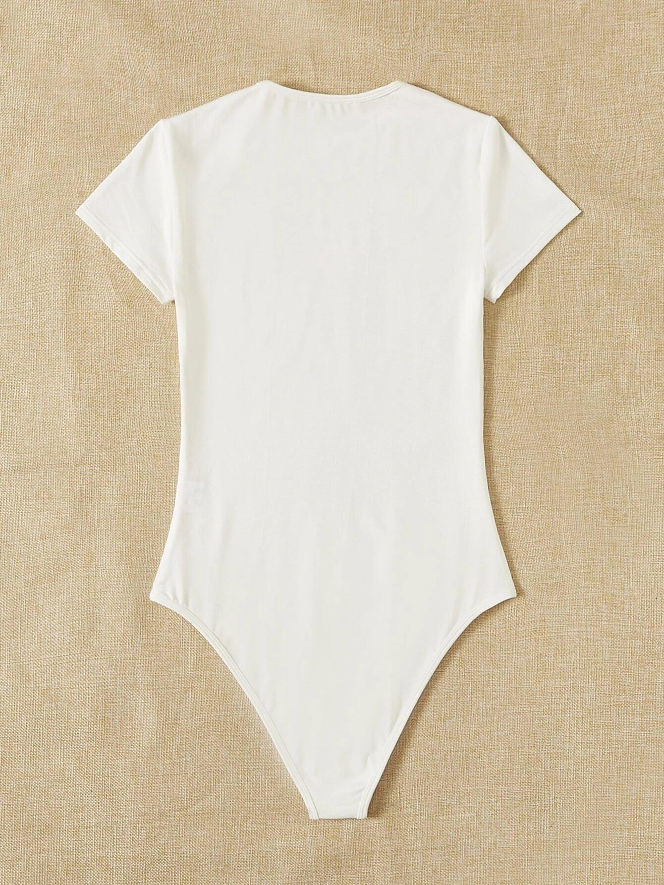 Short Sleeve Slim Fit Bodysuit-Comfy Jumpsuits