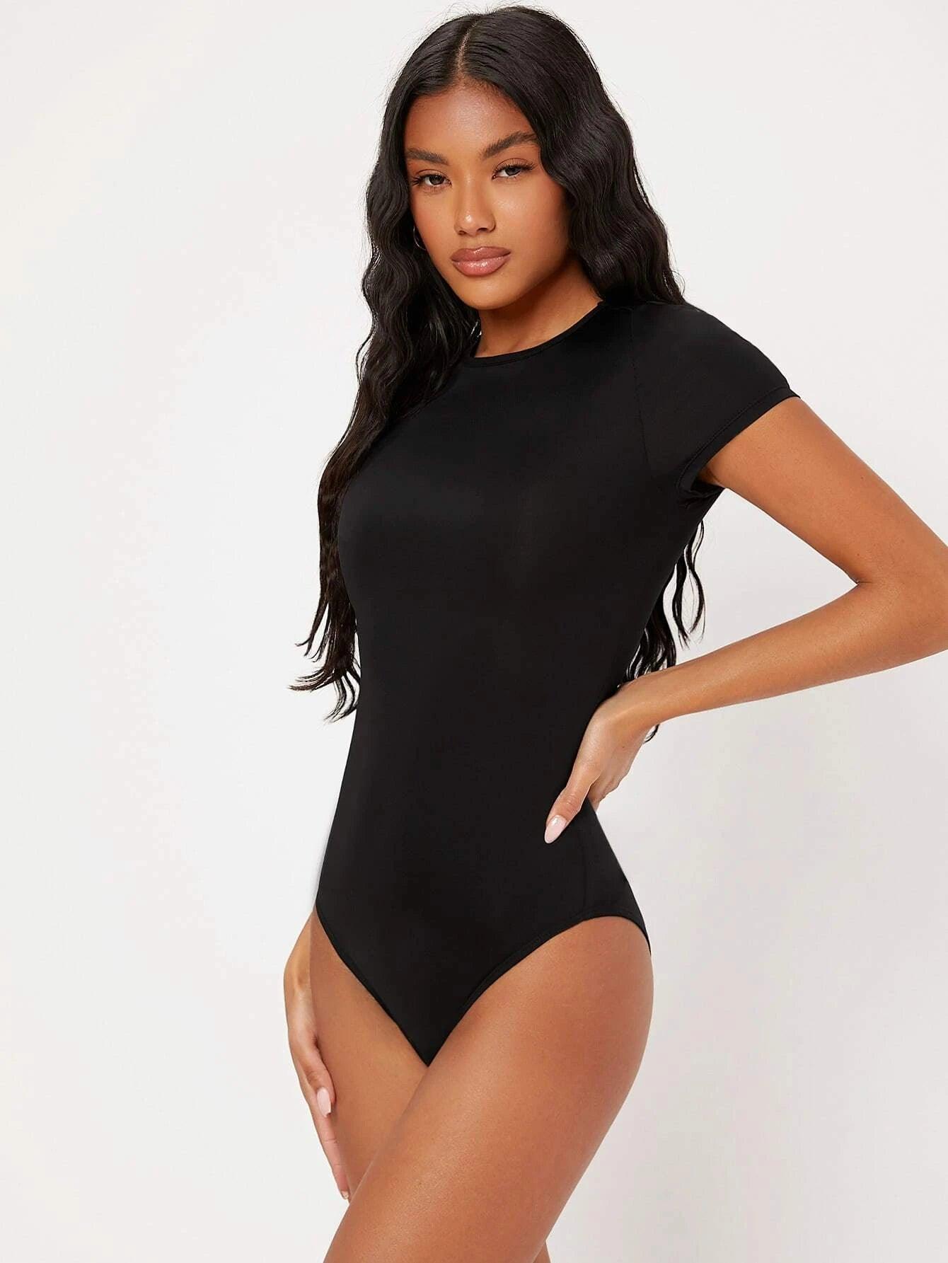 Solid Colored Slim Fit Bodysuit-Comfy Jumpsuits