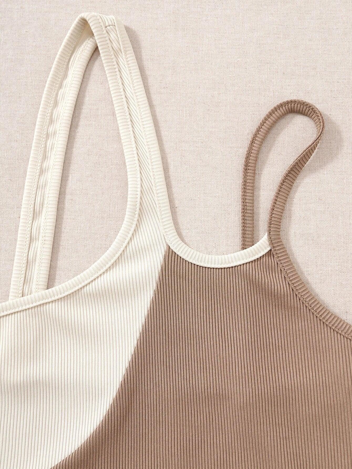 Colorblock One Shoulder Bodysuit-Comfy Jumpsuits