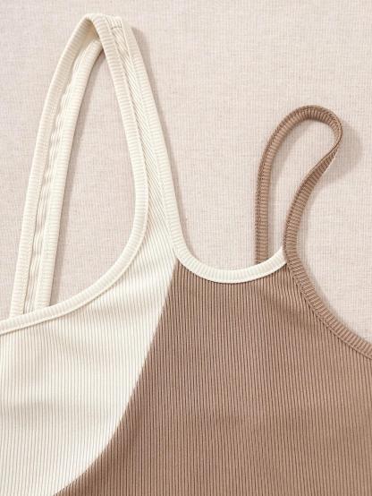 Colorblock One Shoulder Bodysuit-Comfy Jumpsuits