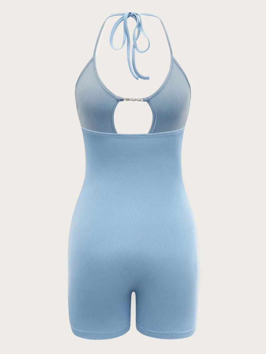 Cut Out Chain Halter Unitard Romper-Comfy Jumpsuits