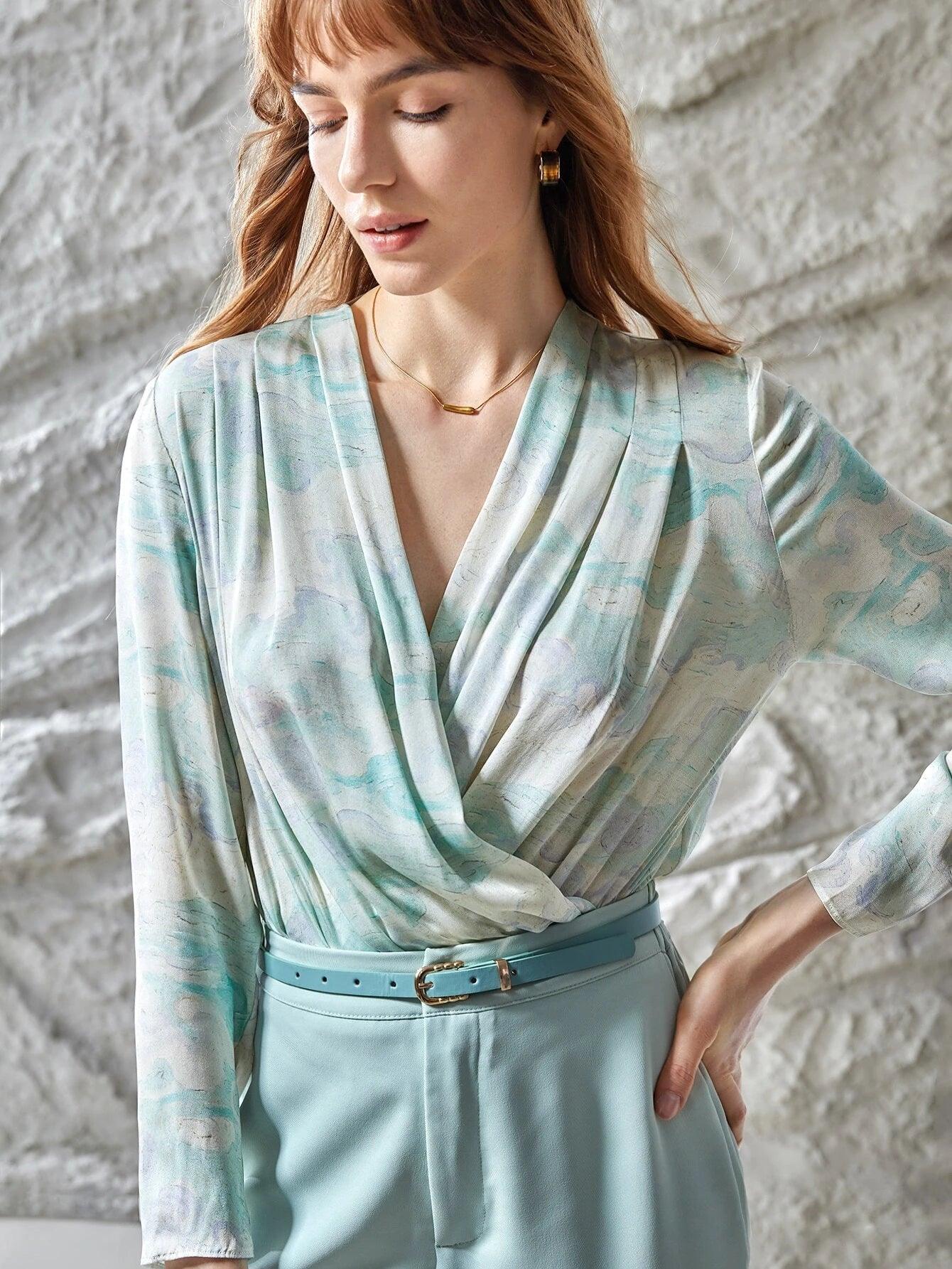 Silk Gathered Bodysuit-Comfy Jumpsuits