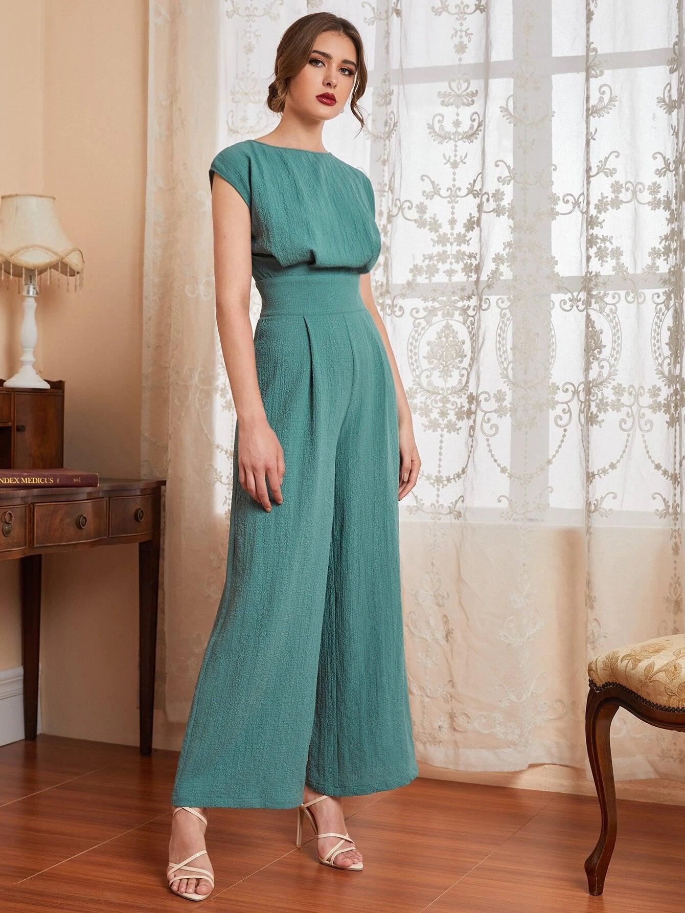 Detail Batwing Sleeve Jumpsuit-Comfy Jumpsuits