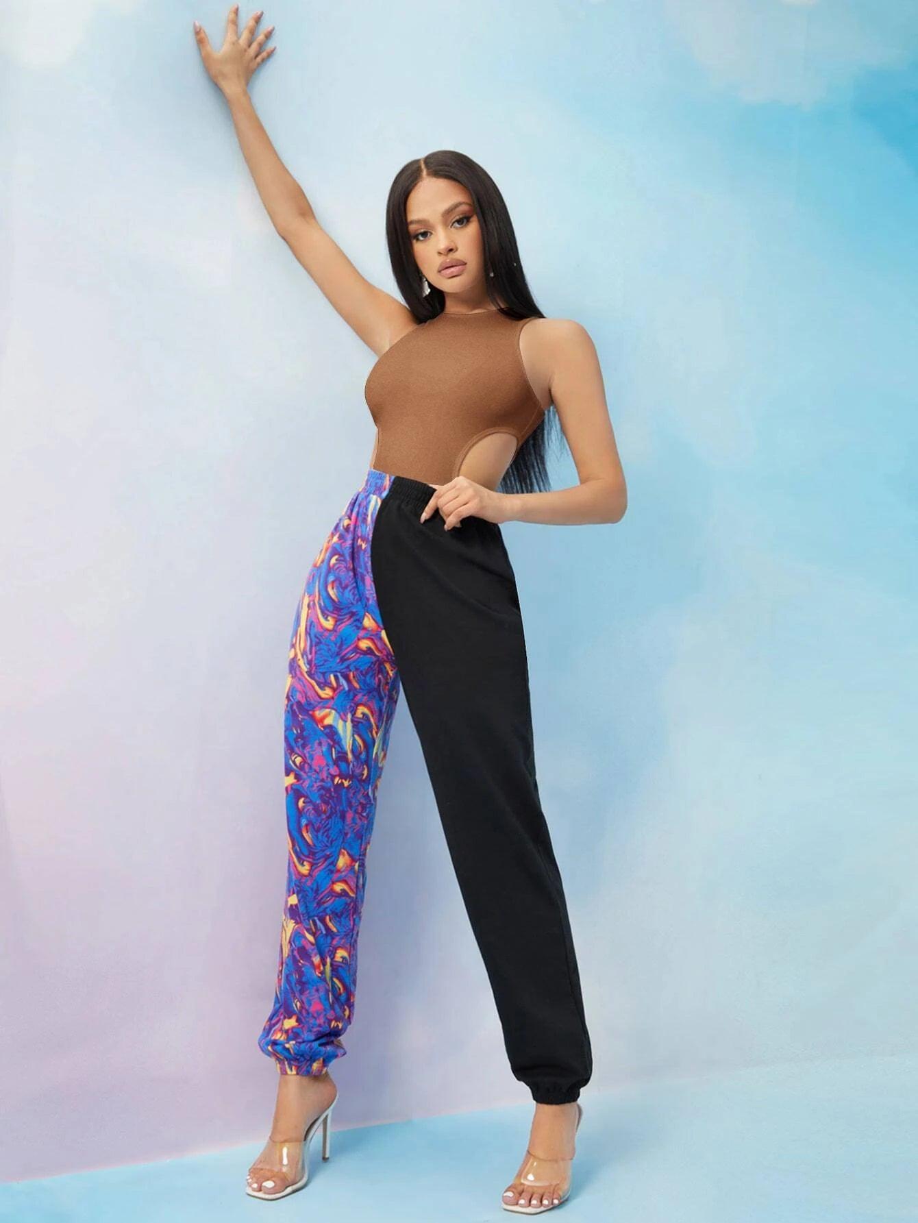 Cutout Side Solid Bodysuit-Comfy Jumpsuits