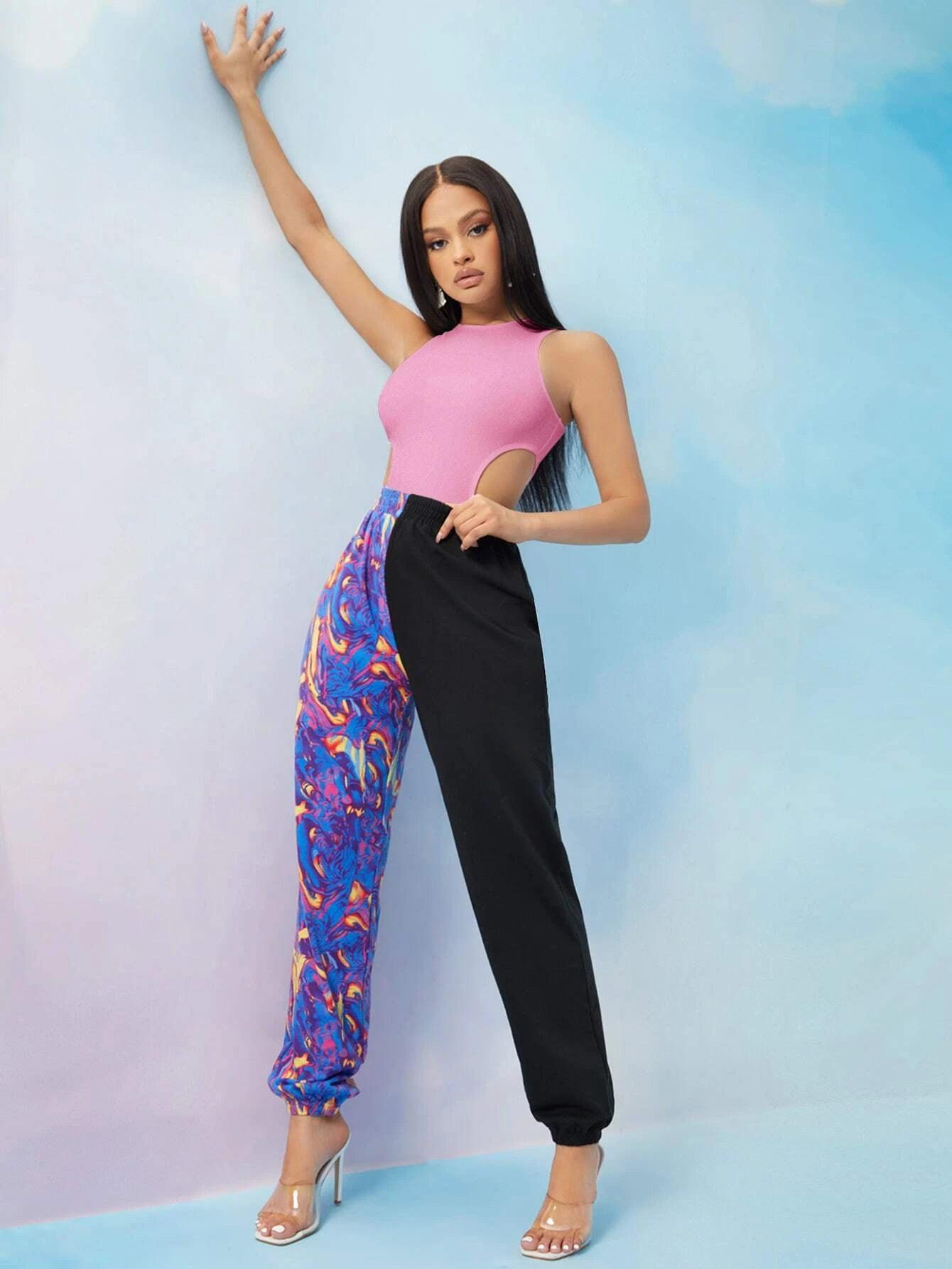 Cutout Side Solid Bodysuit-Comfy Jumpsuits