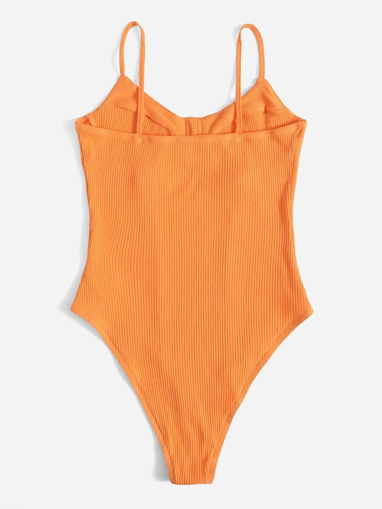 Colored Rib-Knit Bodysuit-Comfy Jumpsuits