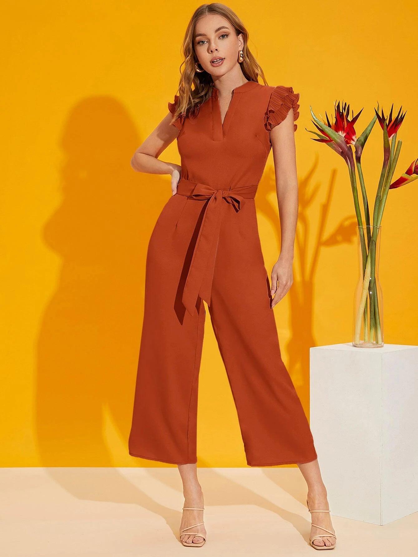 Butterfly Sleeved Jumpsuit-Comfy Jumpsuits