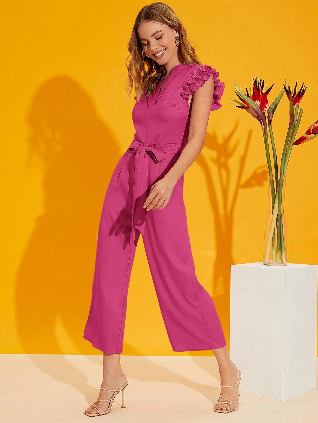 Butterfly Sleeved Jumpsuit-Comfy Jumpsuits