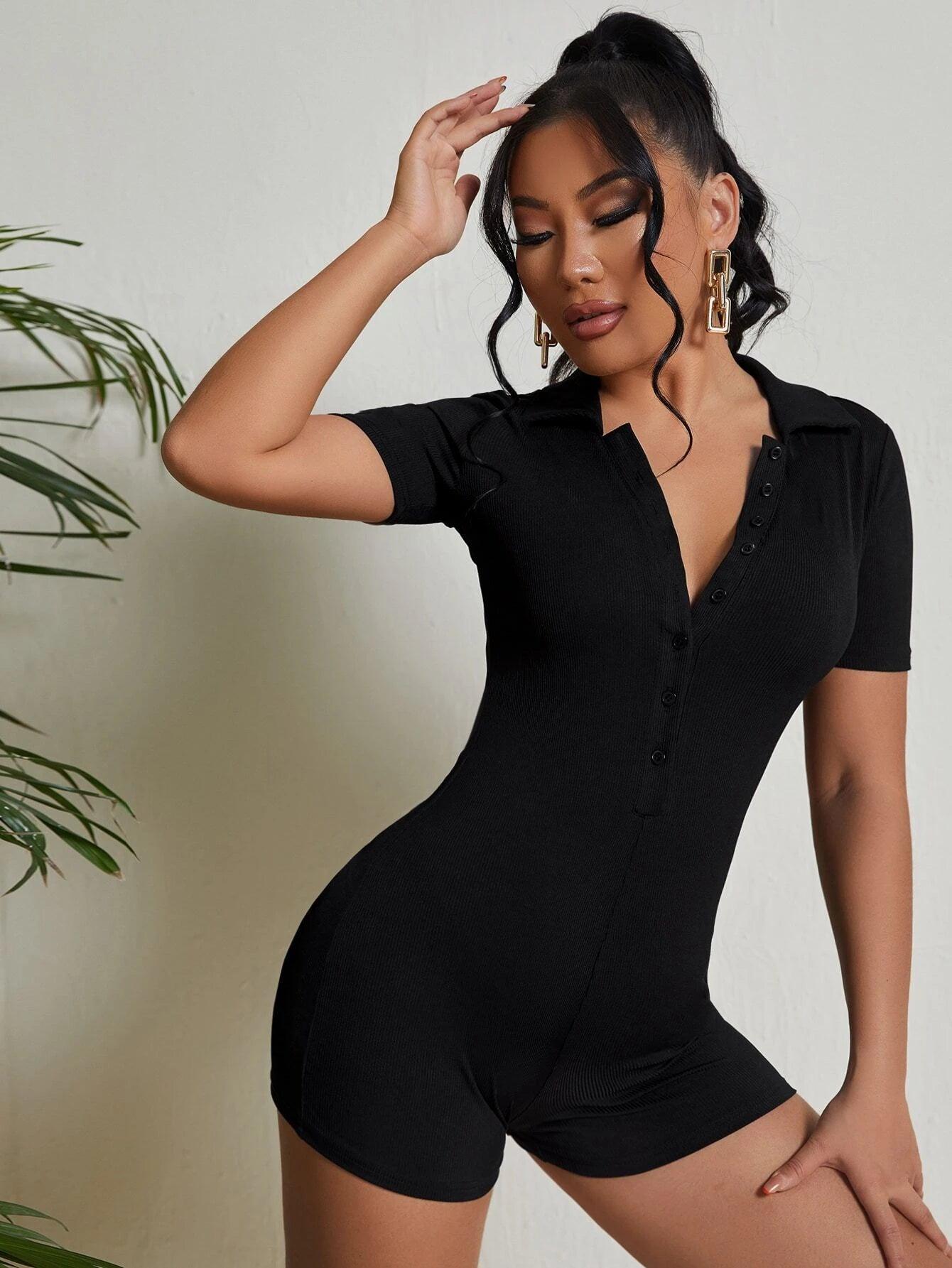 Short Sleeve Unitard Romper-Comfy Jumpsuits