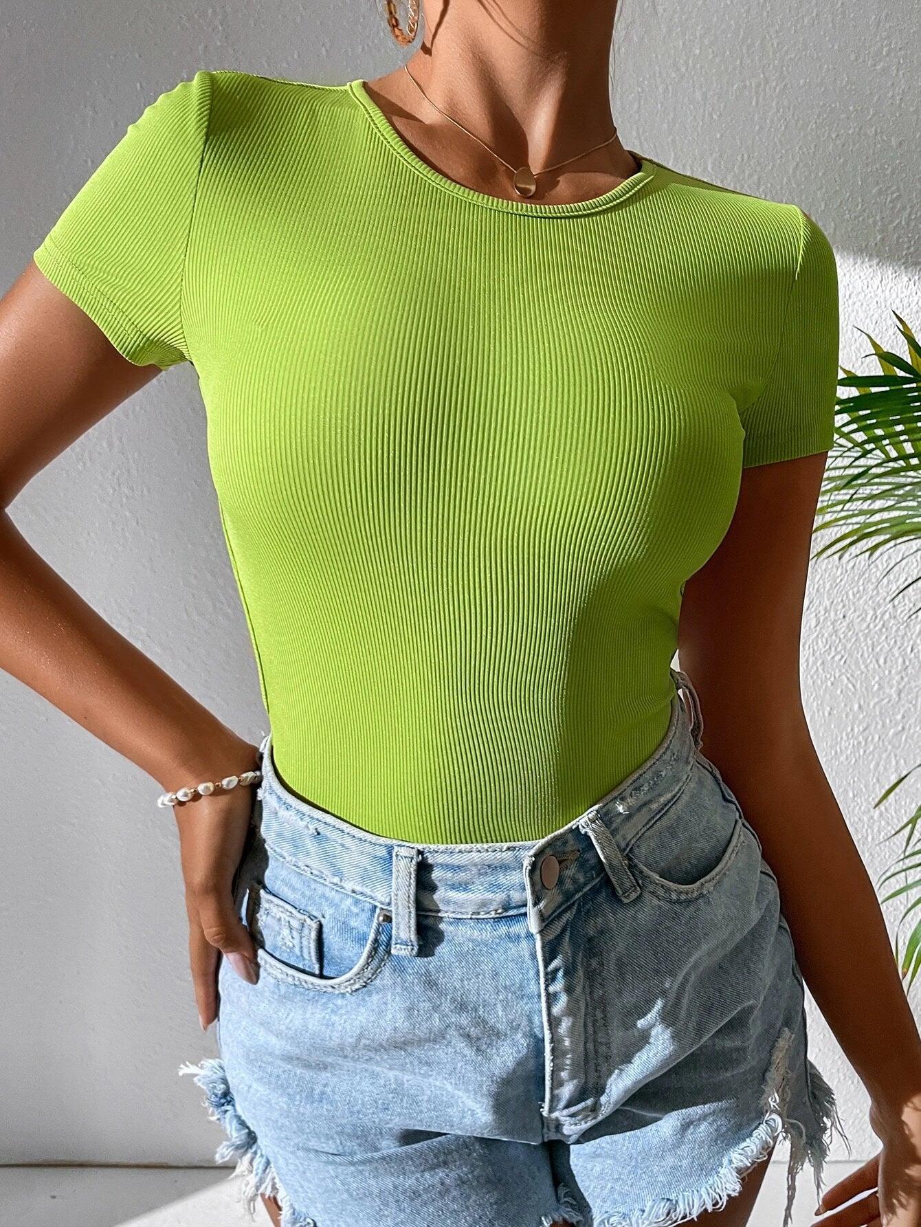 Rib Knit Tie Back Bodysuit-Comfy Jumpsuits