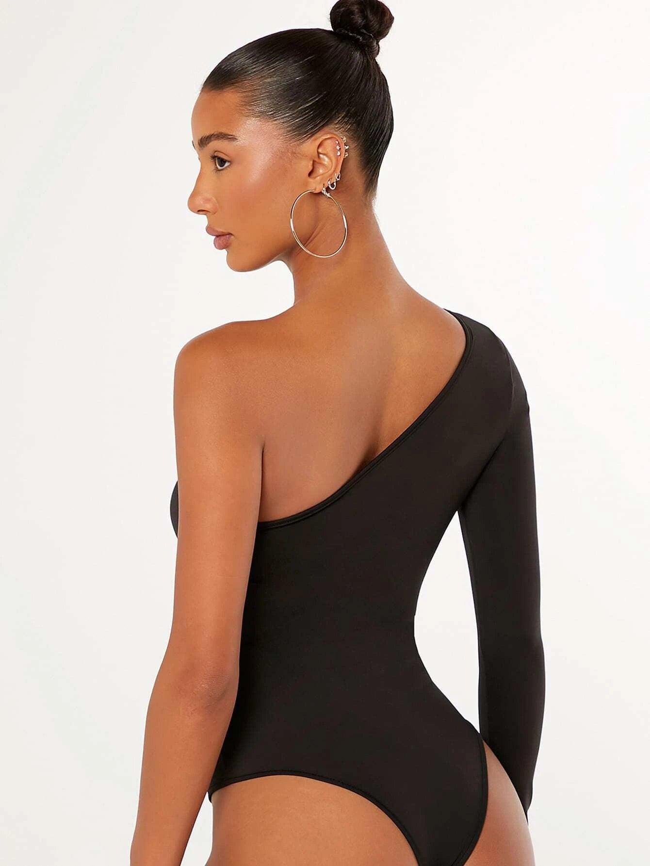Solid Long Sleeve Bodysuit-Comfy Jumpsuits