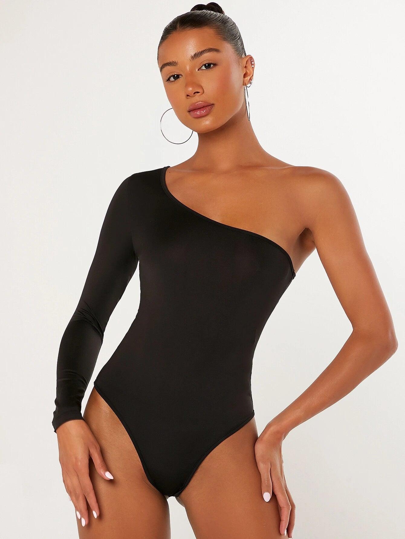 Solid Long Sleeve Bodysuit-Comfy Jumpsuits