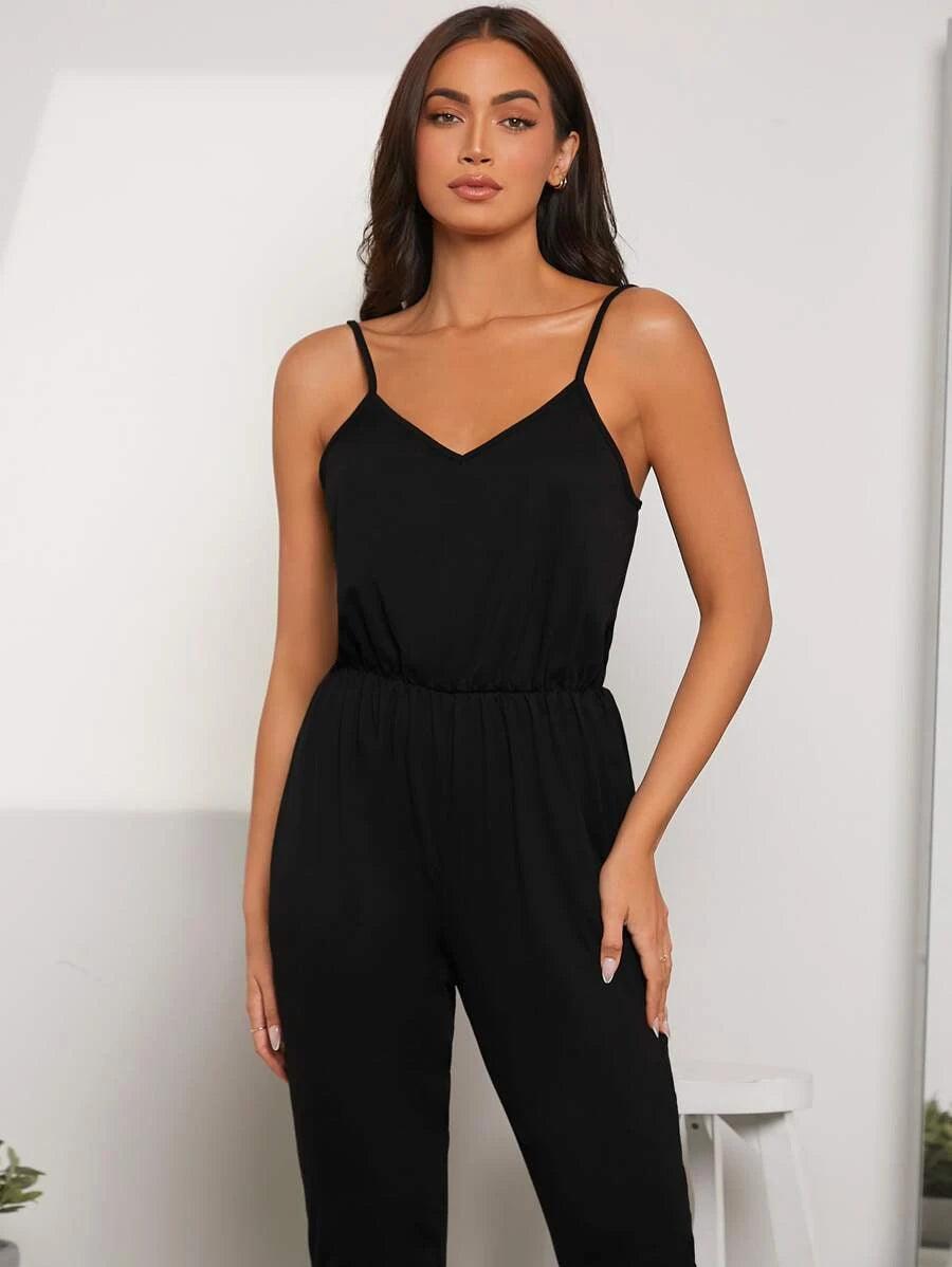 V-Neck Cami Jumpsuit-Comfy Jumpsuits