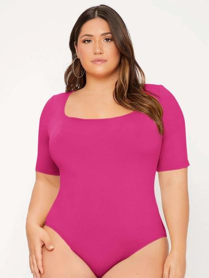 Plus Scoop Neck Bodysuit-Comfy Jumpsuits