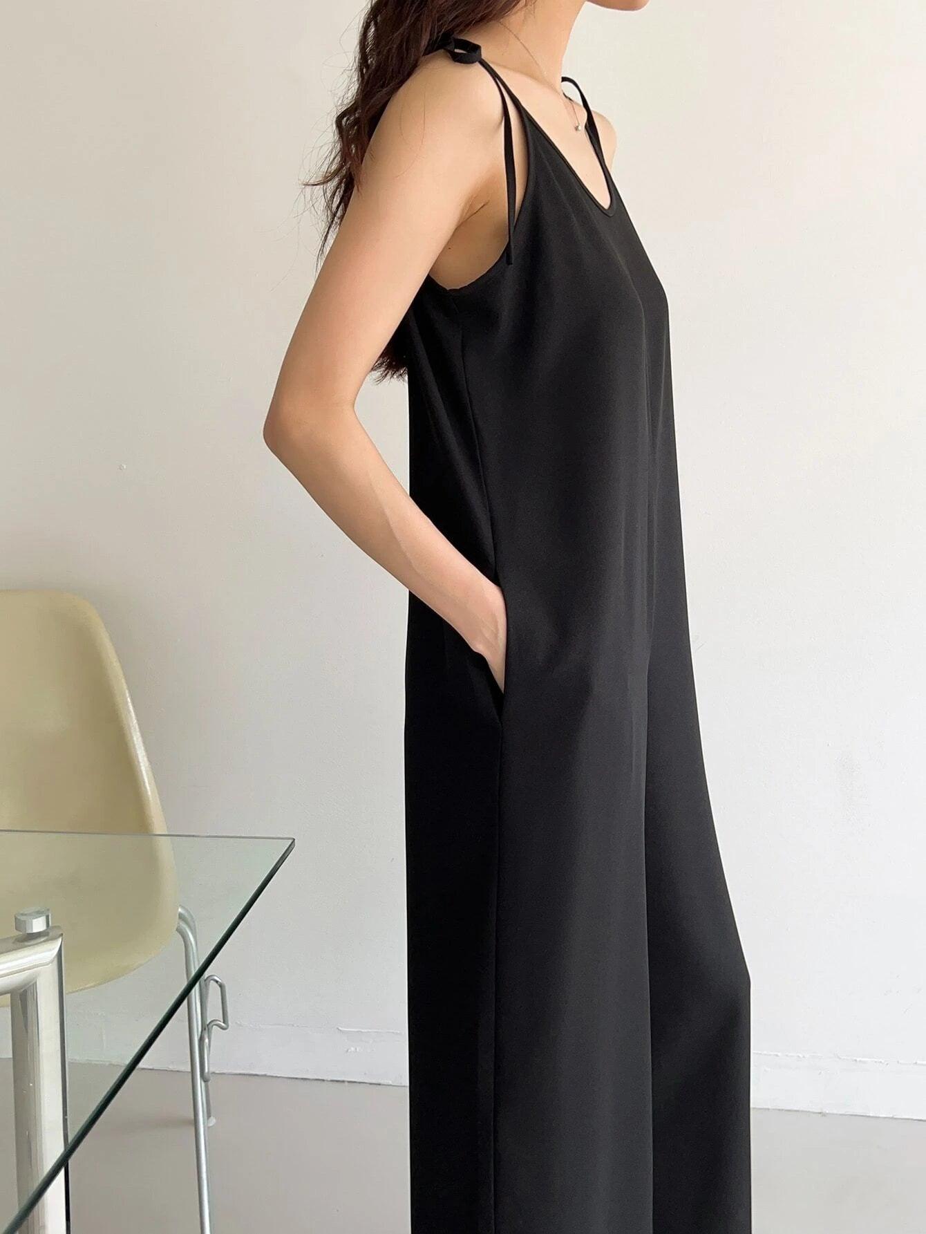 Shoulder Hidden Pocket Cami Jumpsuit-Comfy Jumpsuits