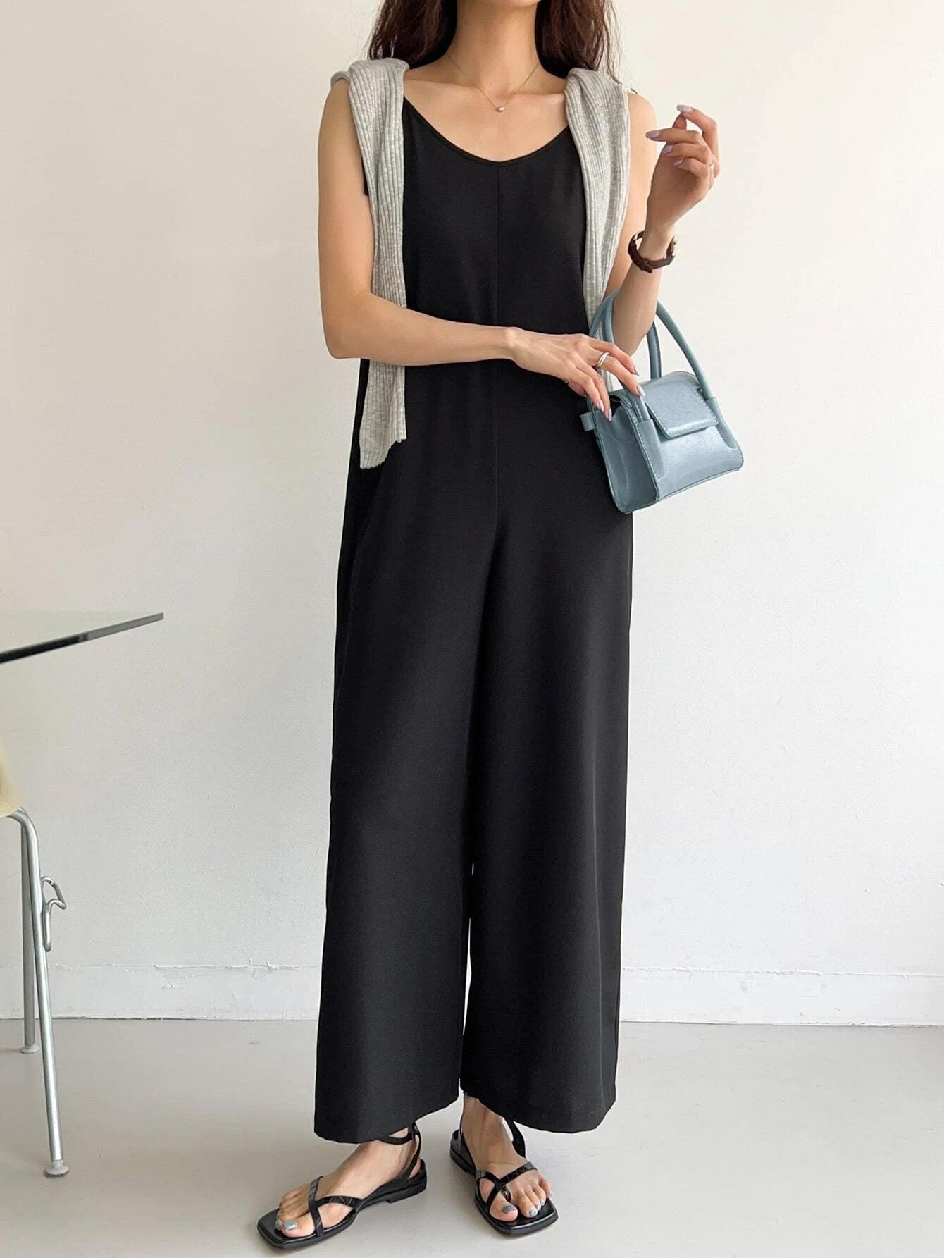 Shoulder Hidden Pocket Cami Jumpsuit-Comfy Jumpsuits