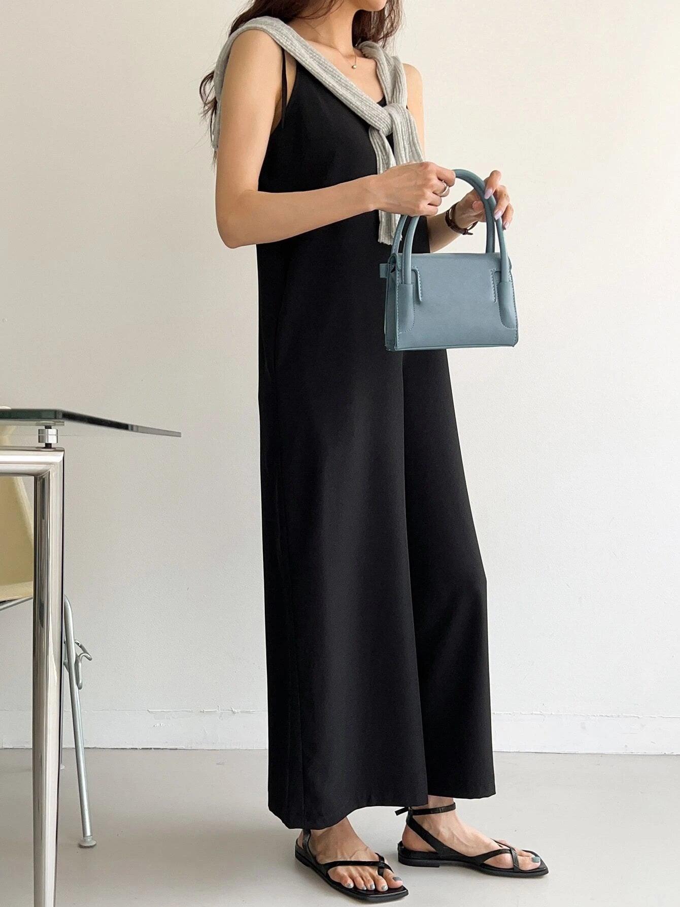 Shoulder Hidden Pocket Cami Jumpsuit-Comfy Jumpsuits