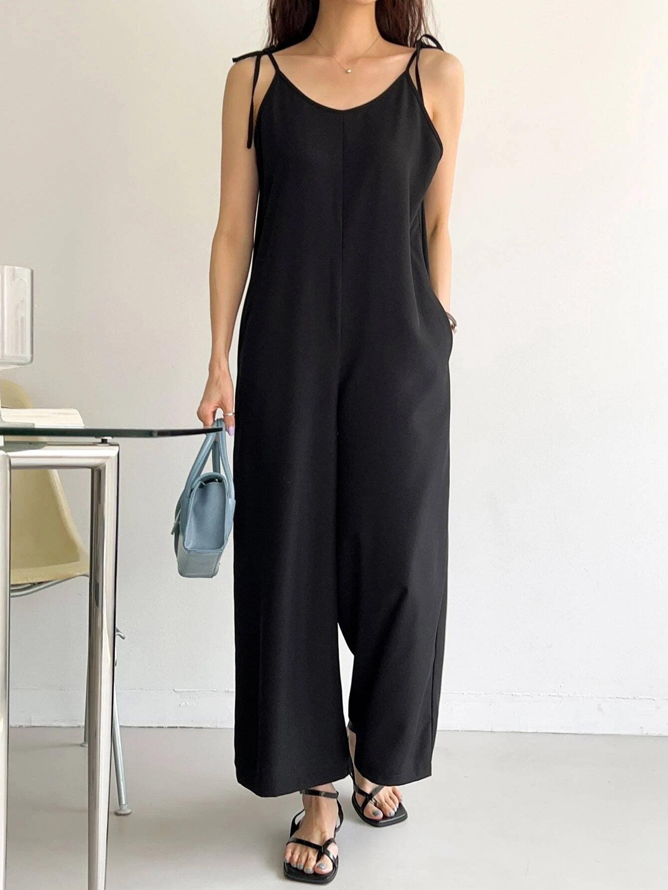 Shoulder Hidden Pocket Cami Jumpsuit-Comfy Jumpsuits