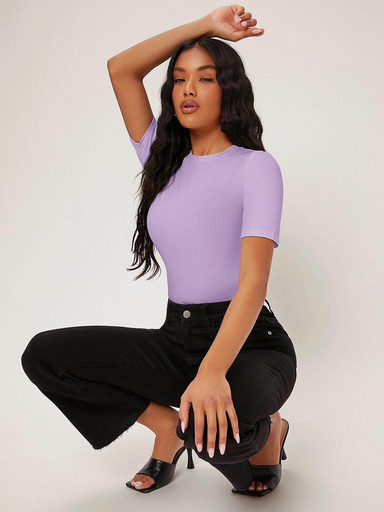Round Neck Bodysuit-Comfy Jumpsuits