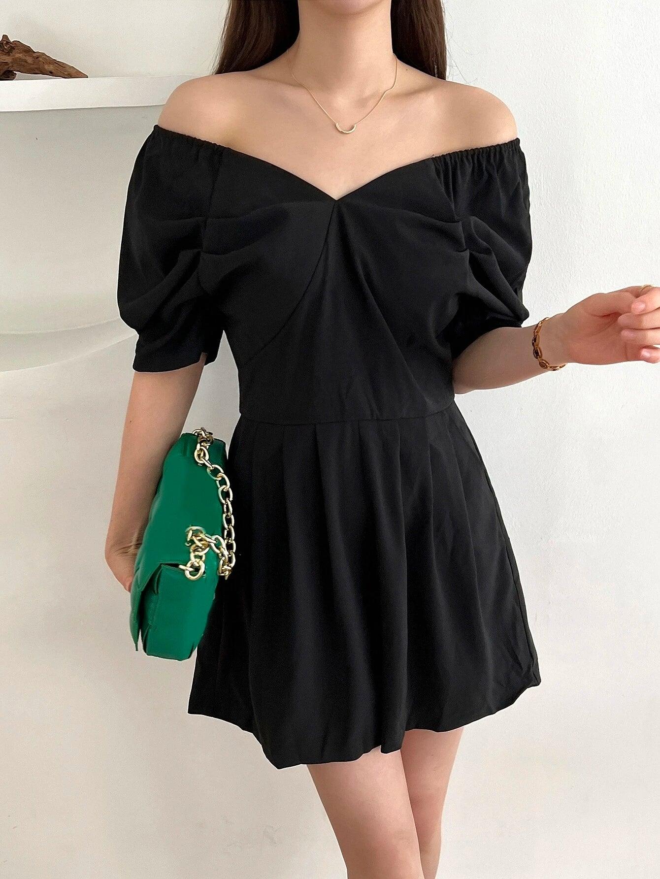 Casual Puff Sleeve Pocket Romper-Comfy Jumpsuits