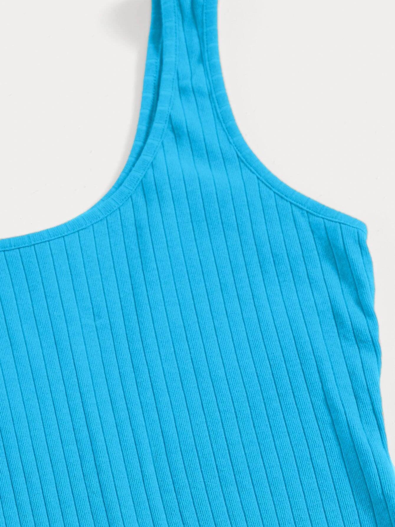 Scoop Neck Rib-knit Tank Unitard Romper-Comfy Jumpsuits