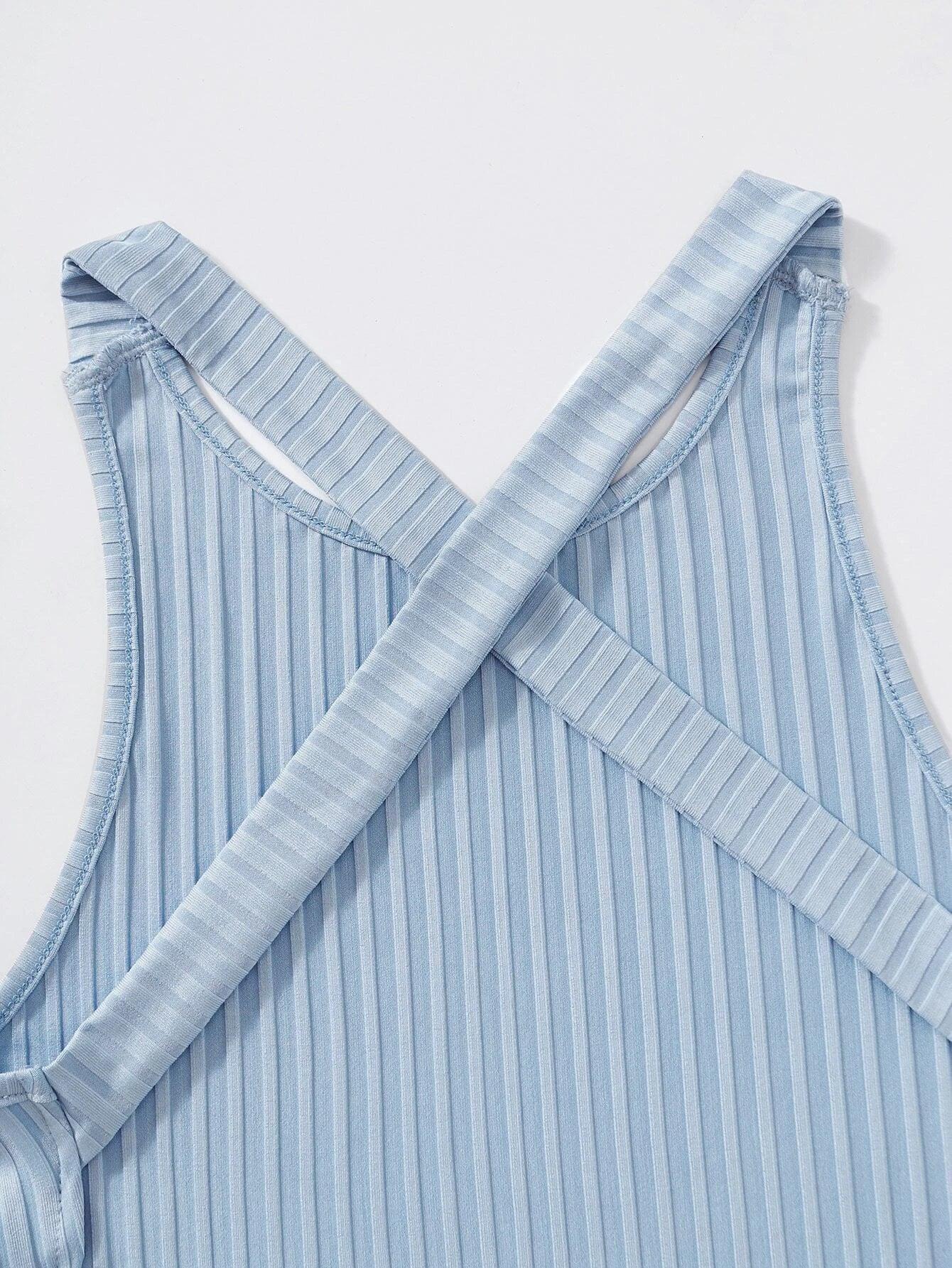 Crisscross Backless Bodysuit-Comfy Jumpsuits