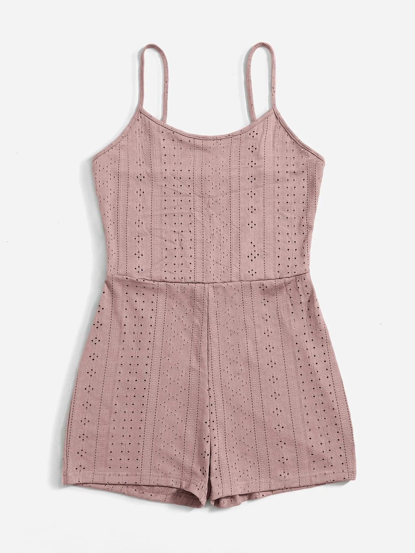 Eyelet Embroidery Romper-Comfy Jumpsuits