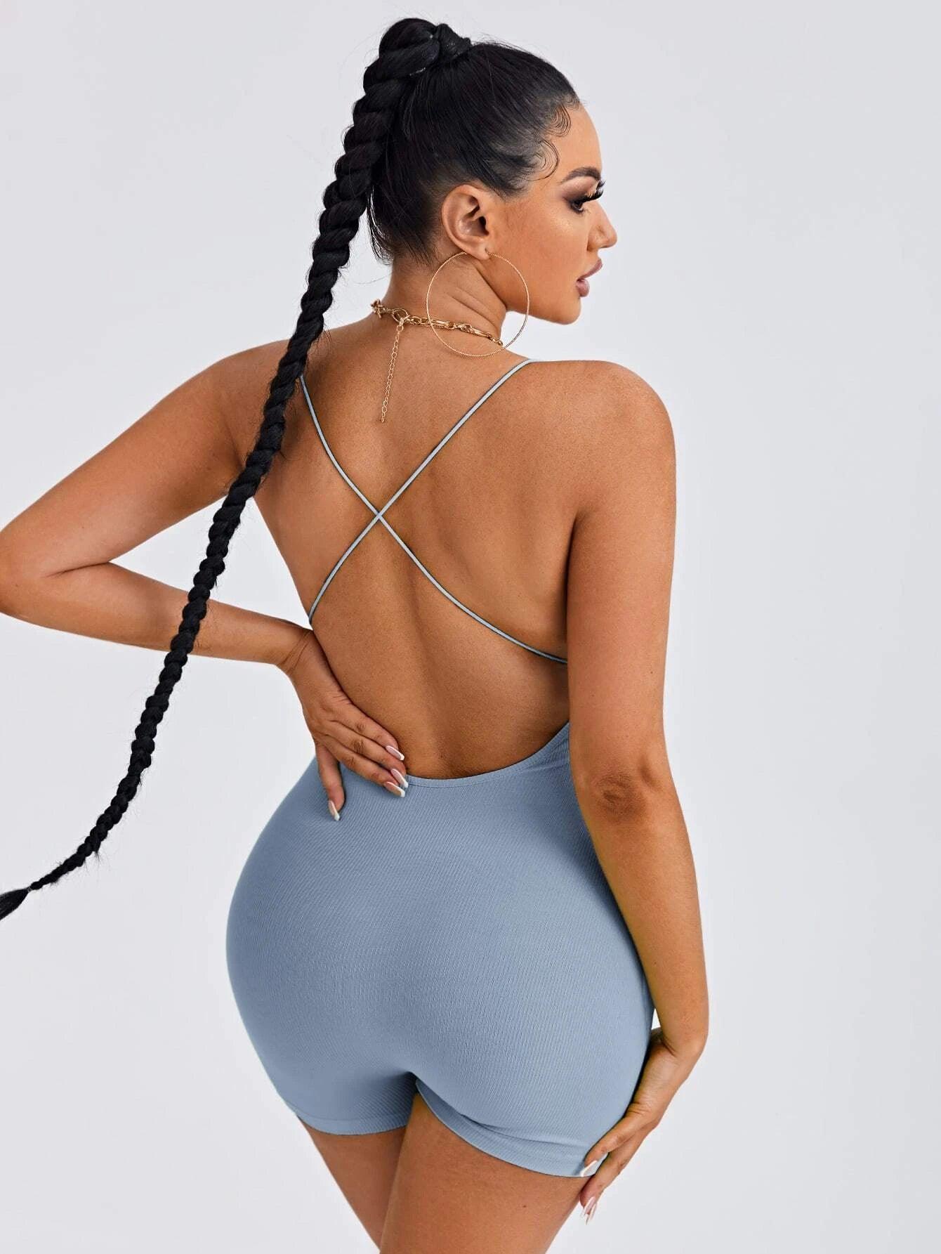 Cross Back Unitard Romper-Comfy Jumpsuits