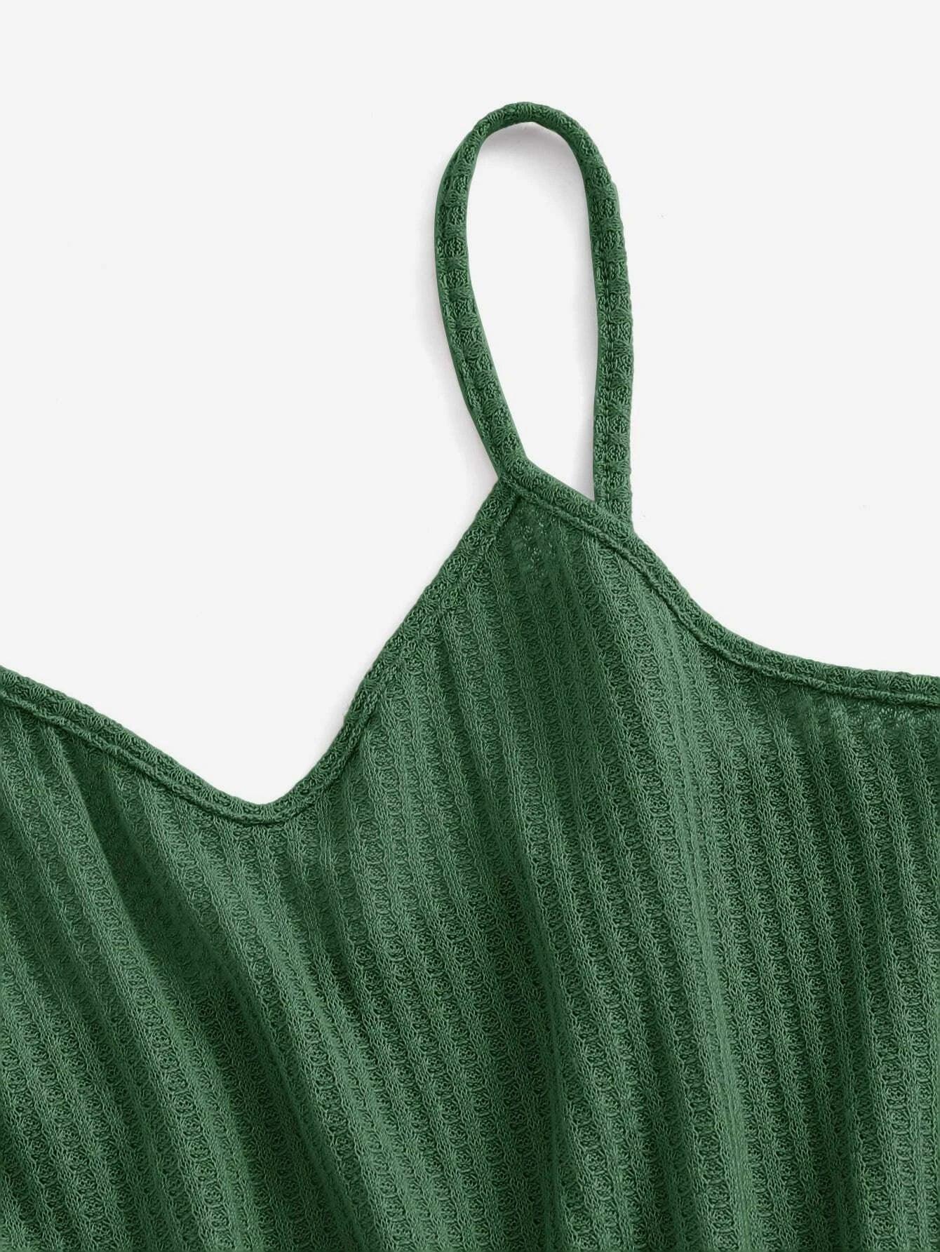 Casual Waffle Knit Cami Romper-Comfy Jumpsuits