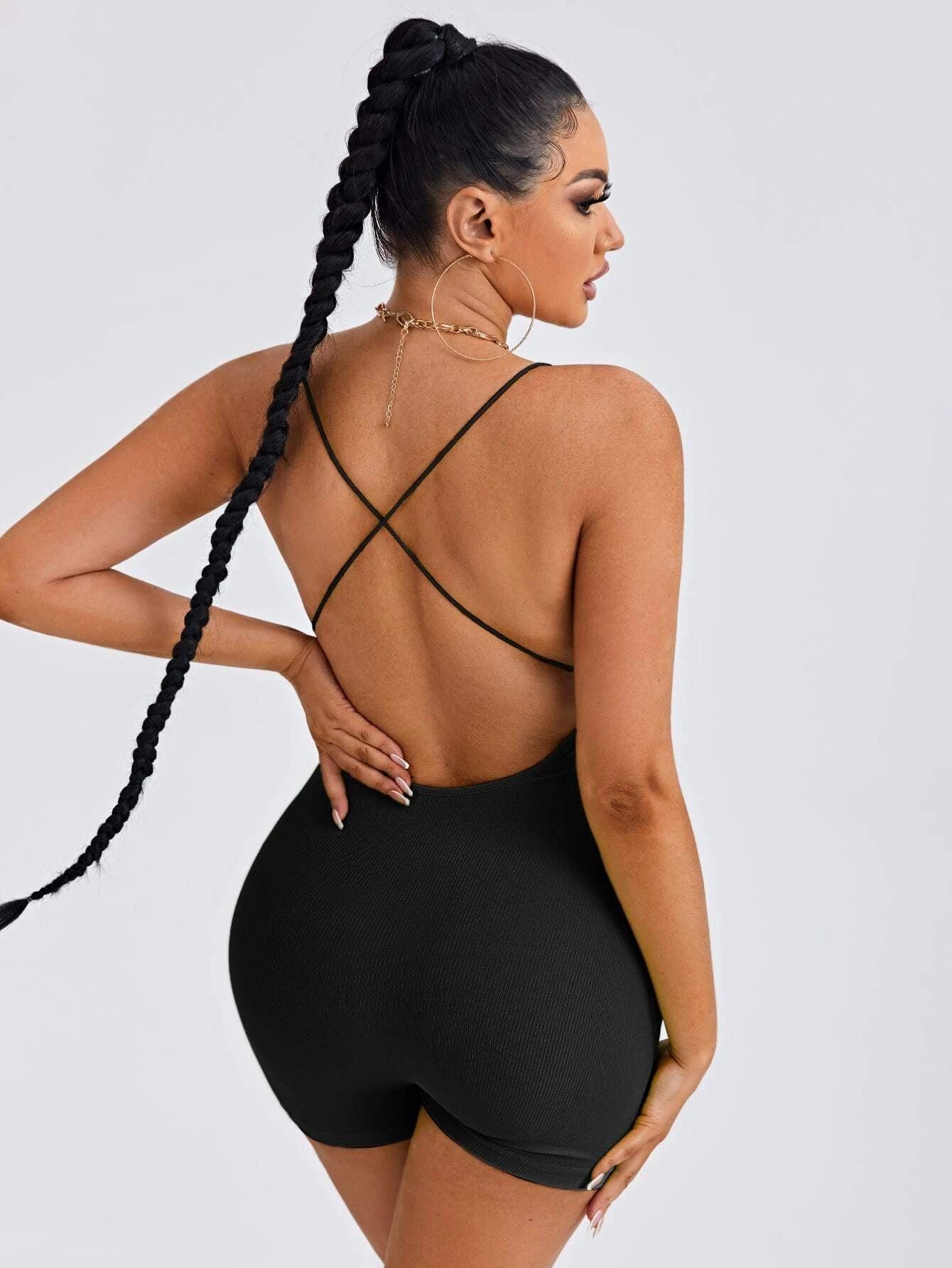 Cross Back Unitard Romper-Comfy Jumpsuits