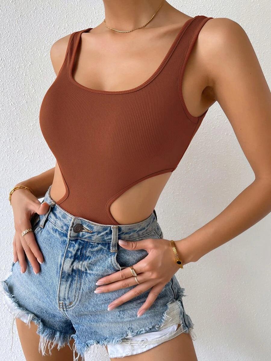 Scoop Neck Tank Bodysuit-Comfy Jumpsuits