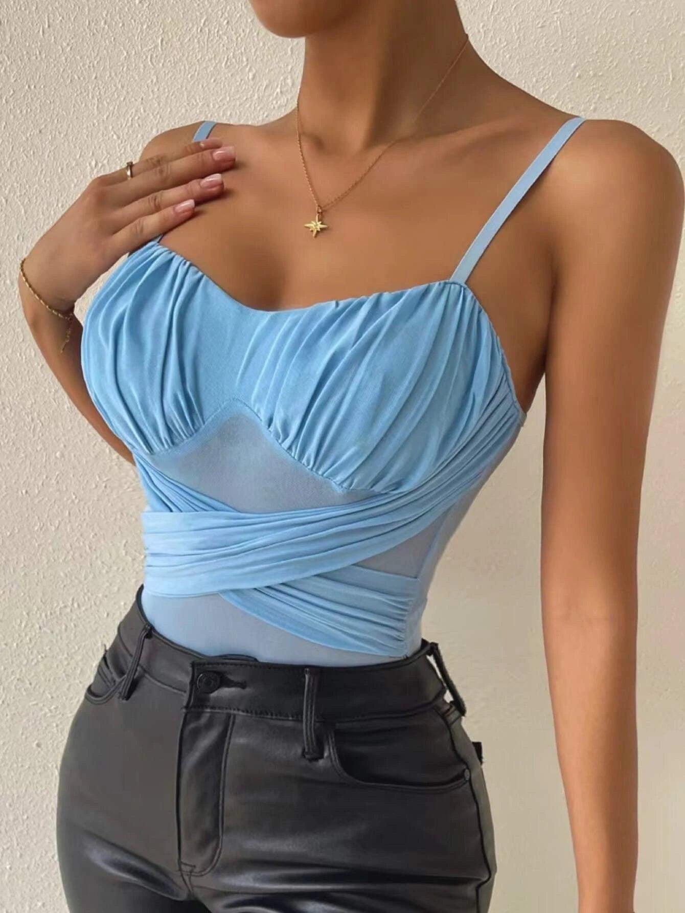 Front Mesh Bodysuit-Comfy Jumpsuits