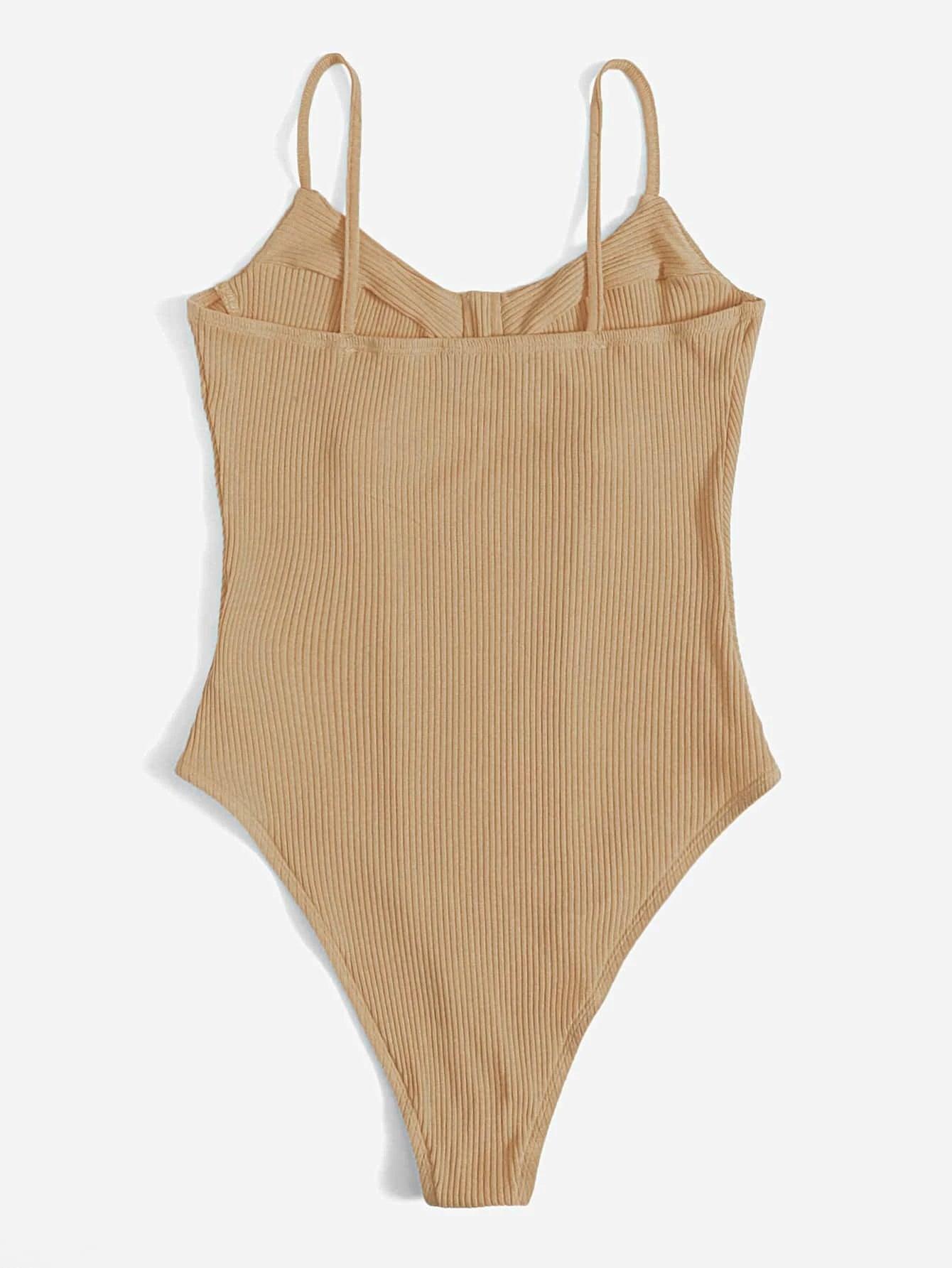 Colored Rib-Knit Bodysuit-Comfy Jumpsuits