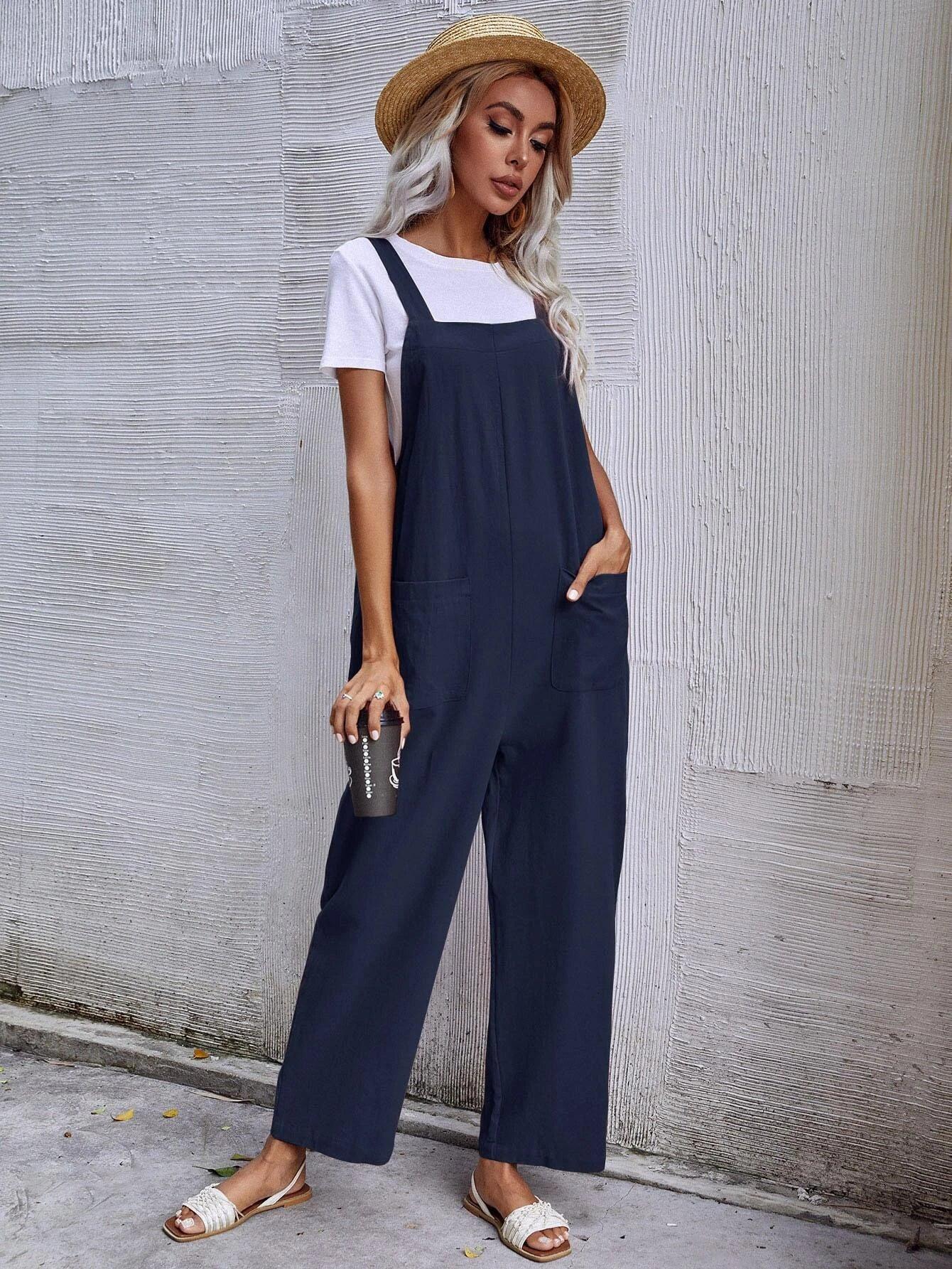 Dual Pocket Sleeveless Jumpsuit-Comfy Jumpsuits