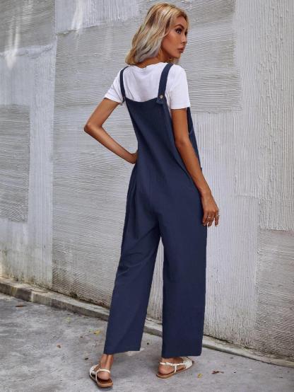 Dual Pocket Sleeveless Jumpsuit-Comfy Jumpsuits